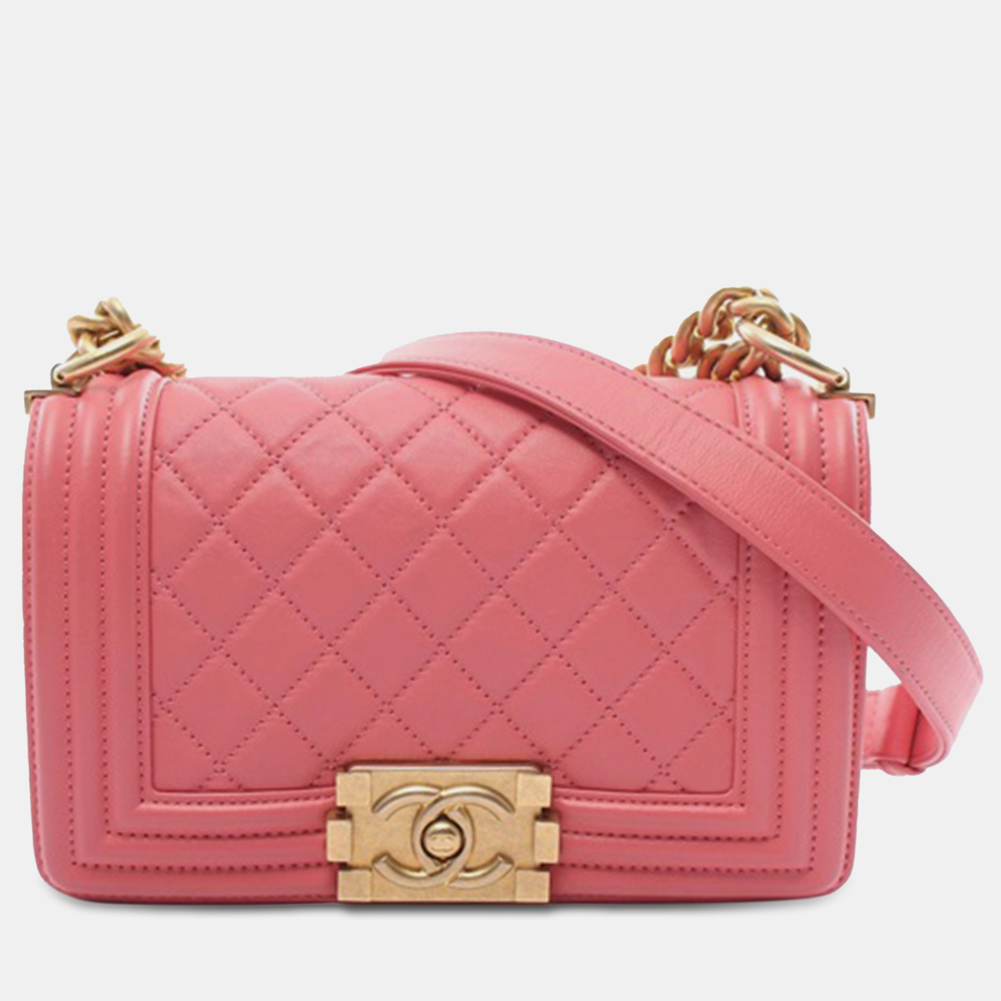 Pre-owned Chanel Small Calfskin Boy Flap In Pink