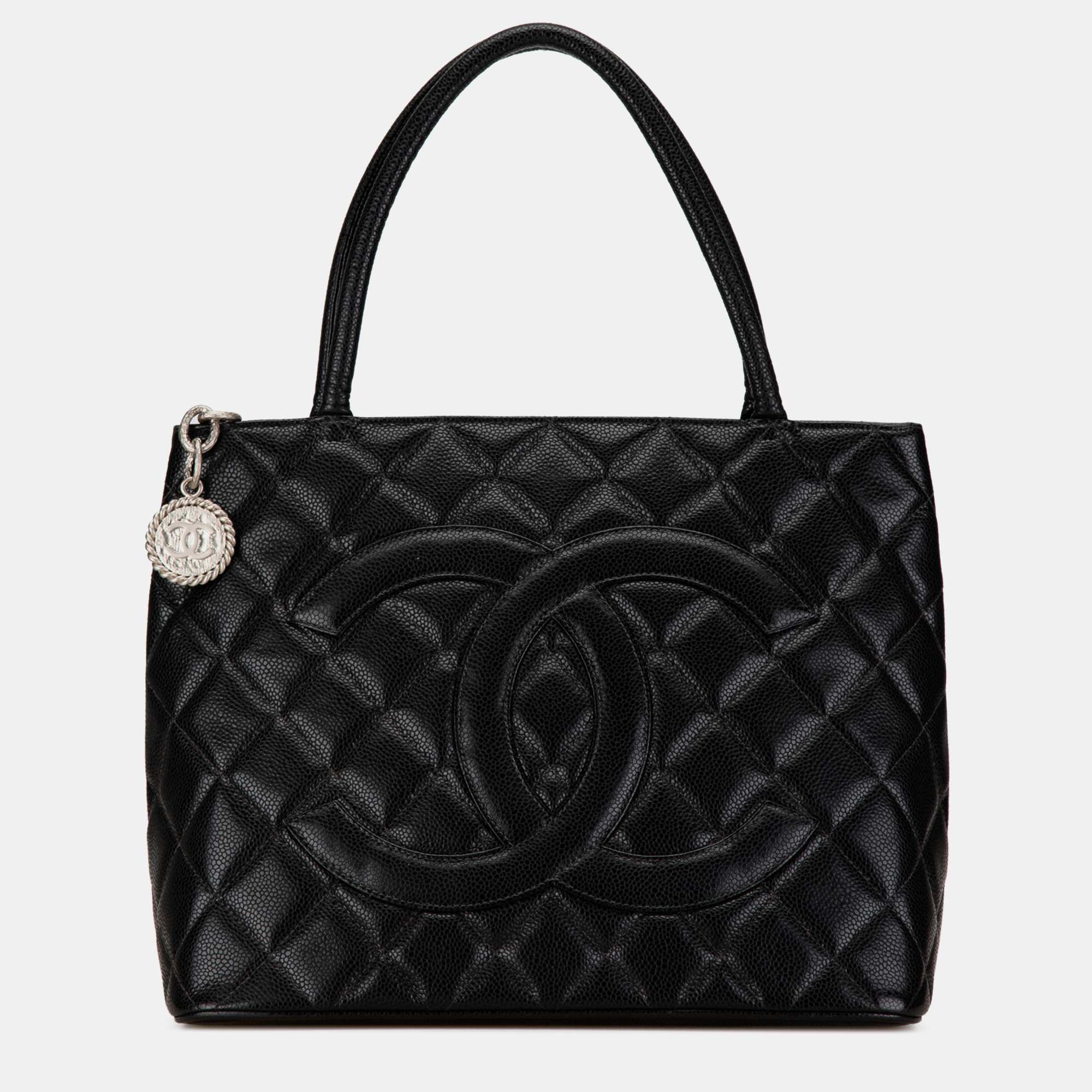 

Chanel Black Caviar Leather Medallion Tote Bag