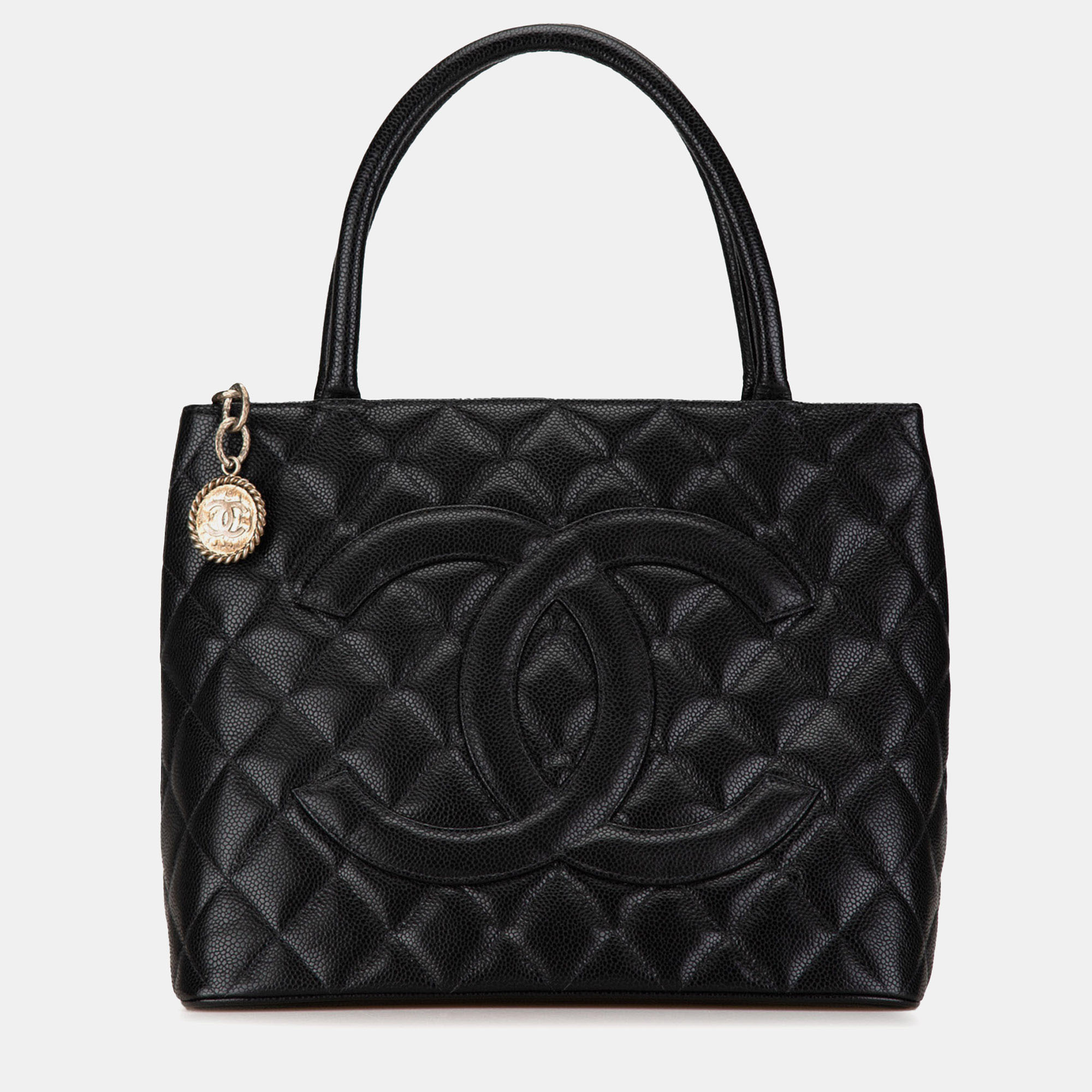 

Chanel Black Caviar Leather Medallion Tote Bag