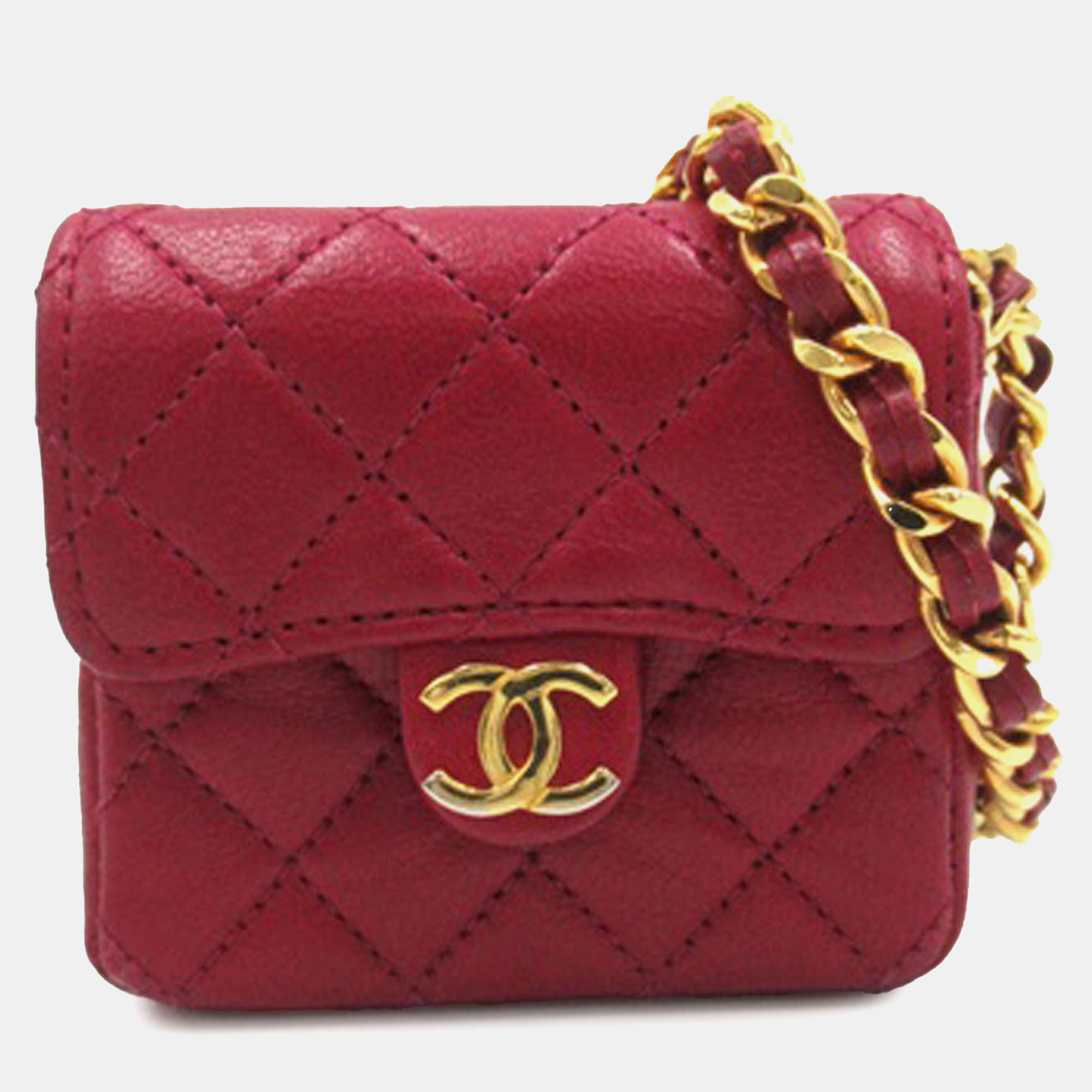 

Chanel Quilted Lambskin Leather Crossbody Bag, Red