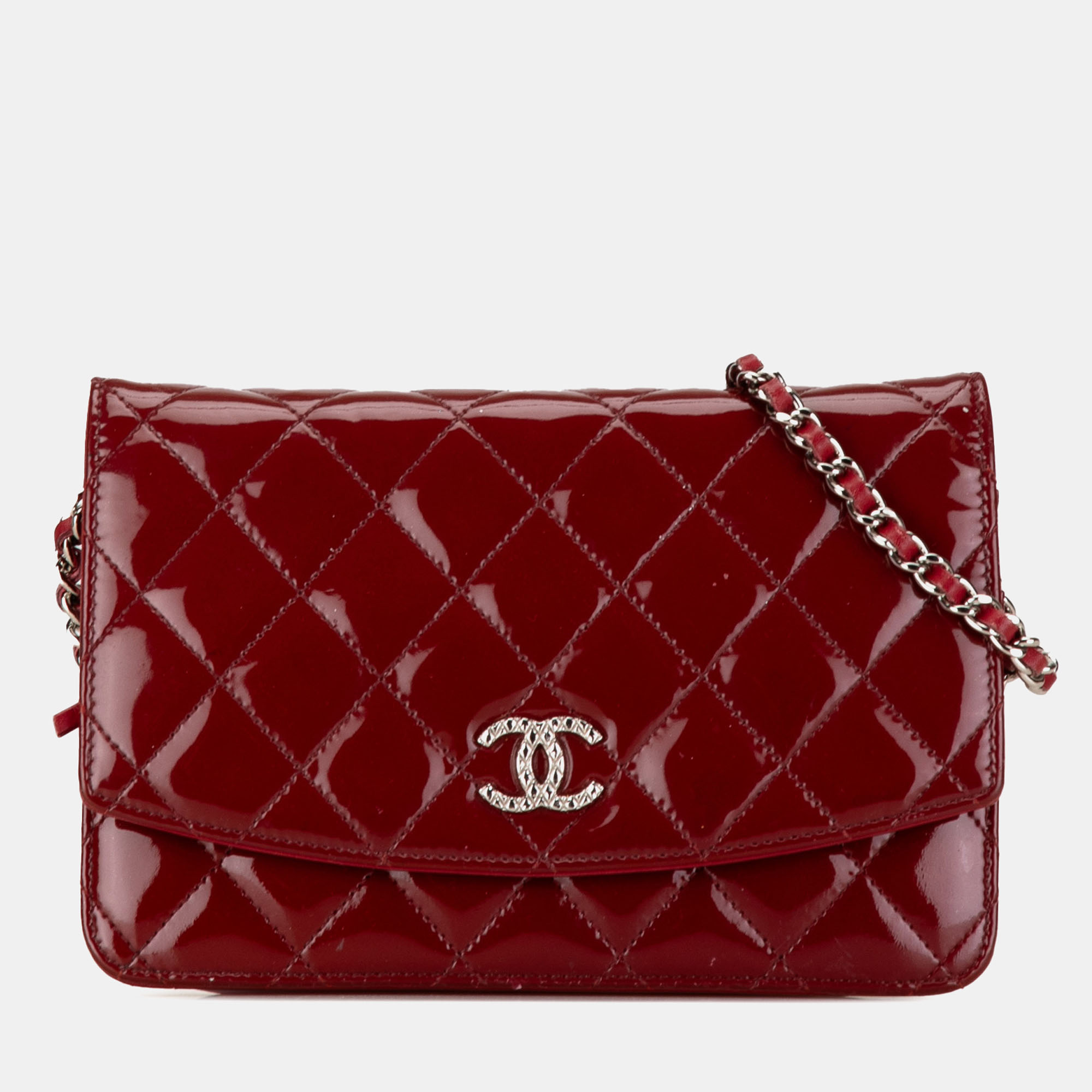 

Chanel Red Patent Leather Brilliant Wallet On Chain, Burgundy