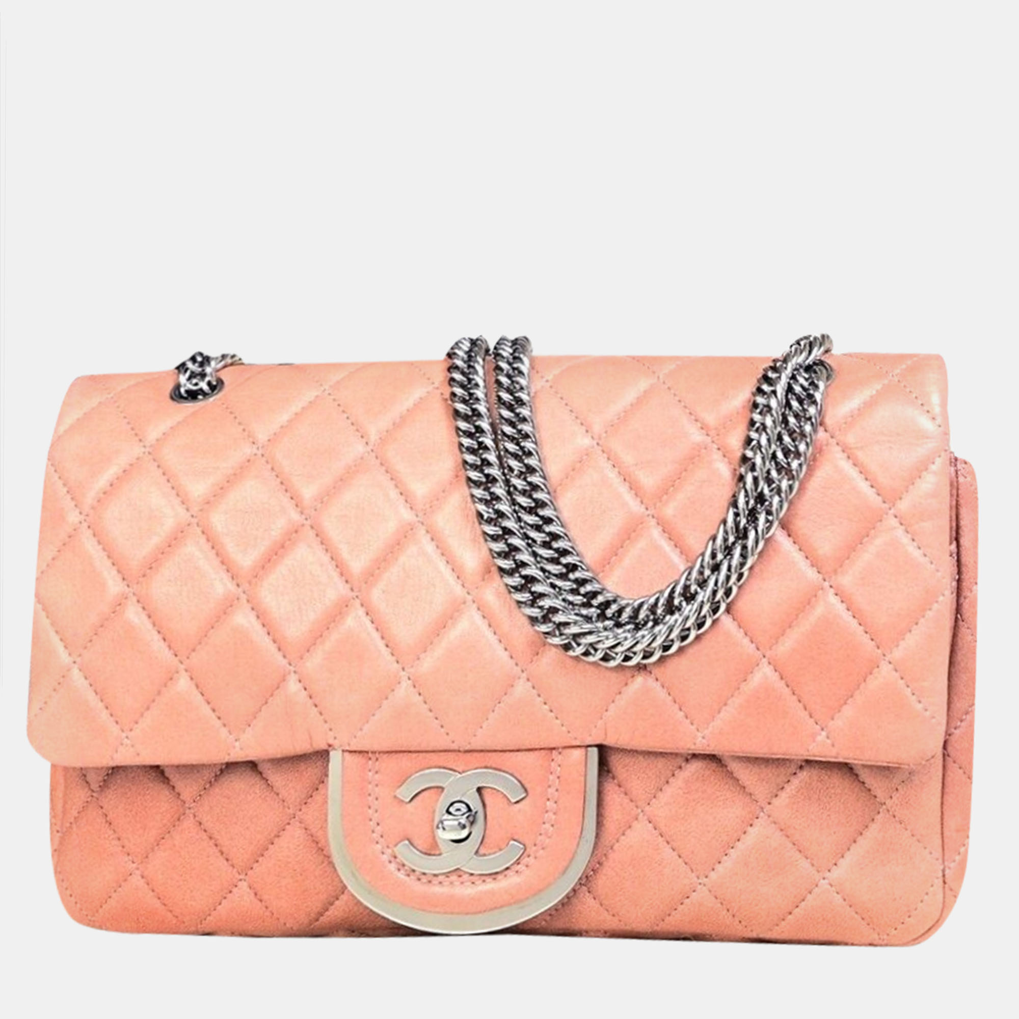 

Chanel Pink Leather Bijoux Classic Double Flap Shoulder Bag