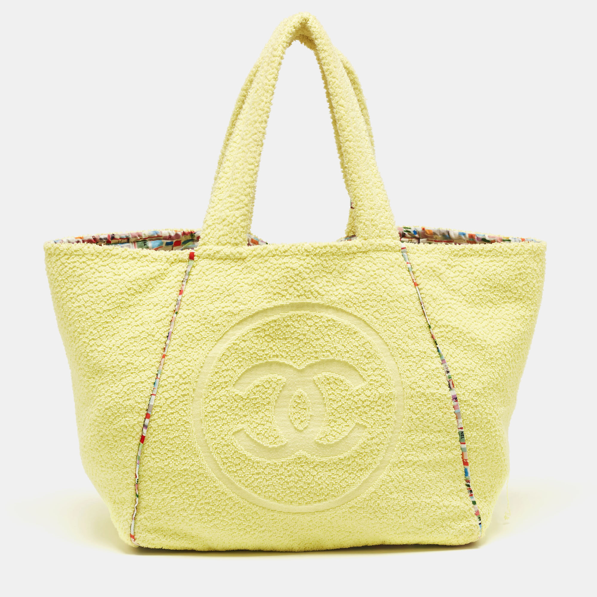 

Chanel Yellow Terry Cloth CC Beach Tote w/Towel Set