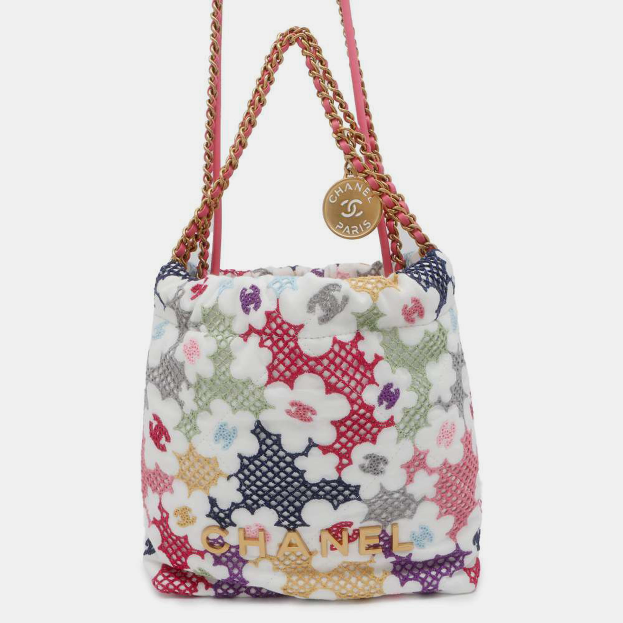 

Chanel Multicolor Lace Patchwork Mini Chanel 22 Hobo Bag