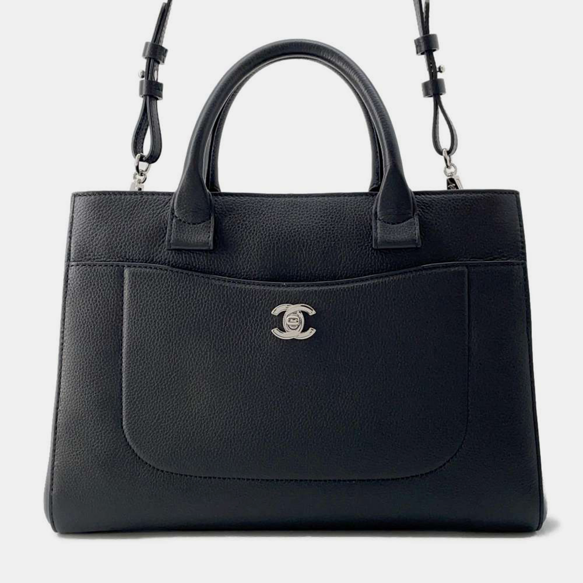 

Chanel Black Leather Neo Executive Medium Shopping Tote Bag