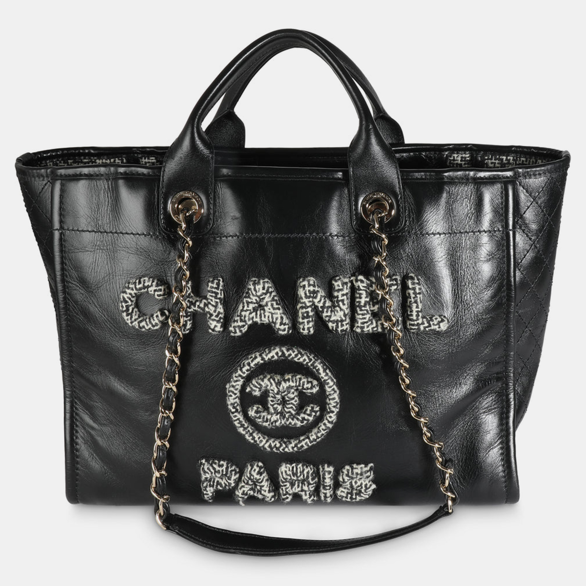 

Chanel Black Leather  Deauville Tote Bag