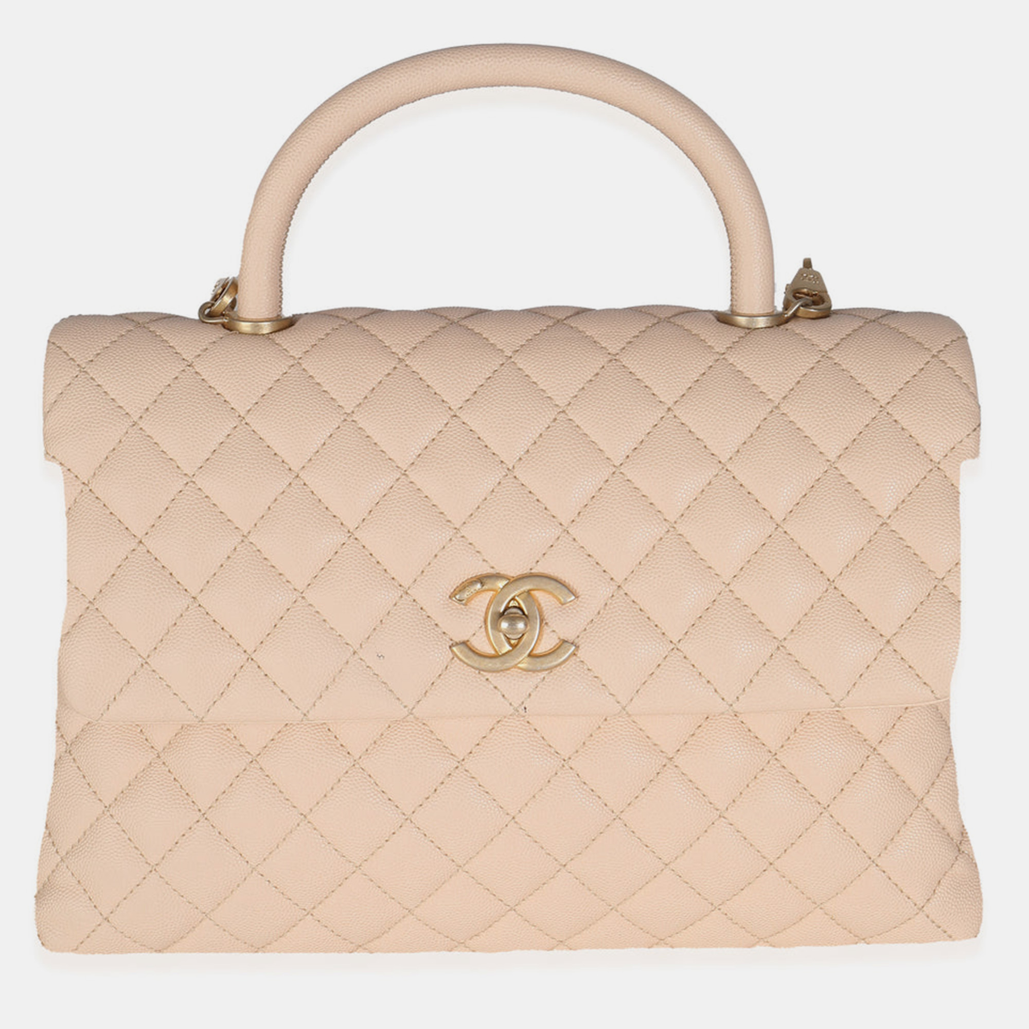 

Chanel Beige Quilted Caviar Medium Coco Top Handle Bag