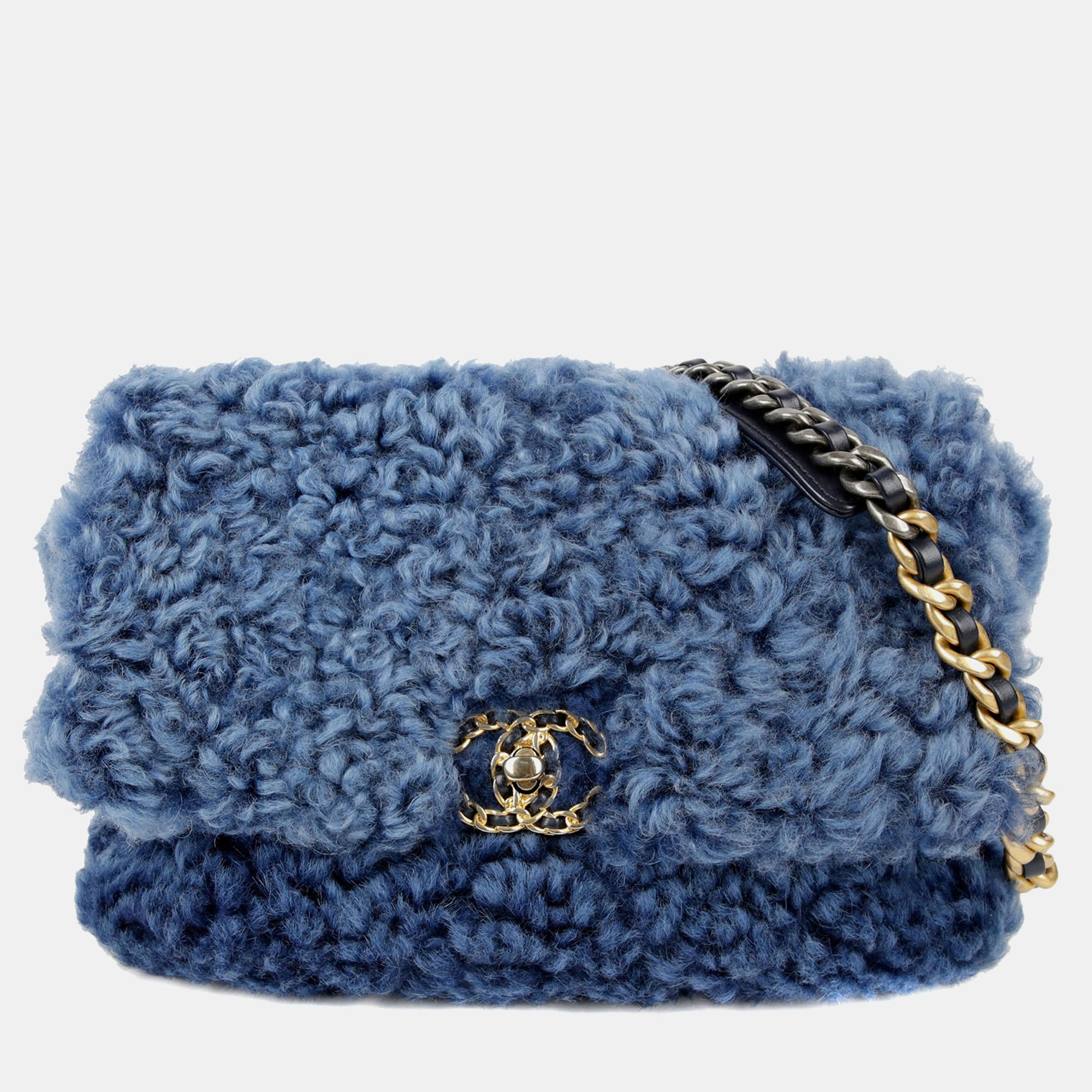 

Chanel Blue Shearing 19 Flap Shoulder Bag