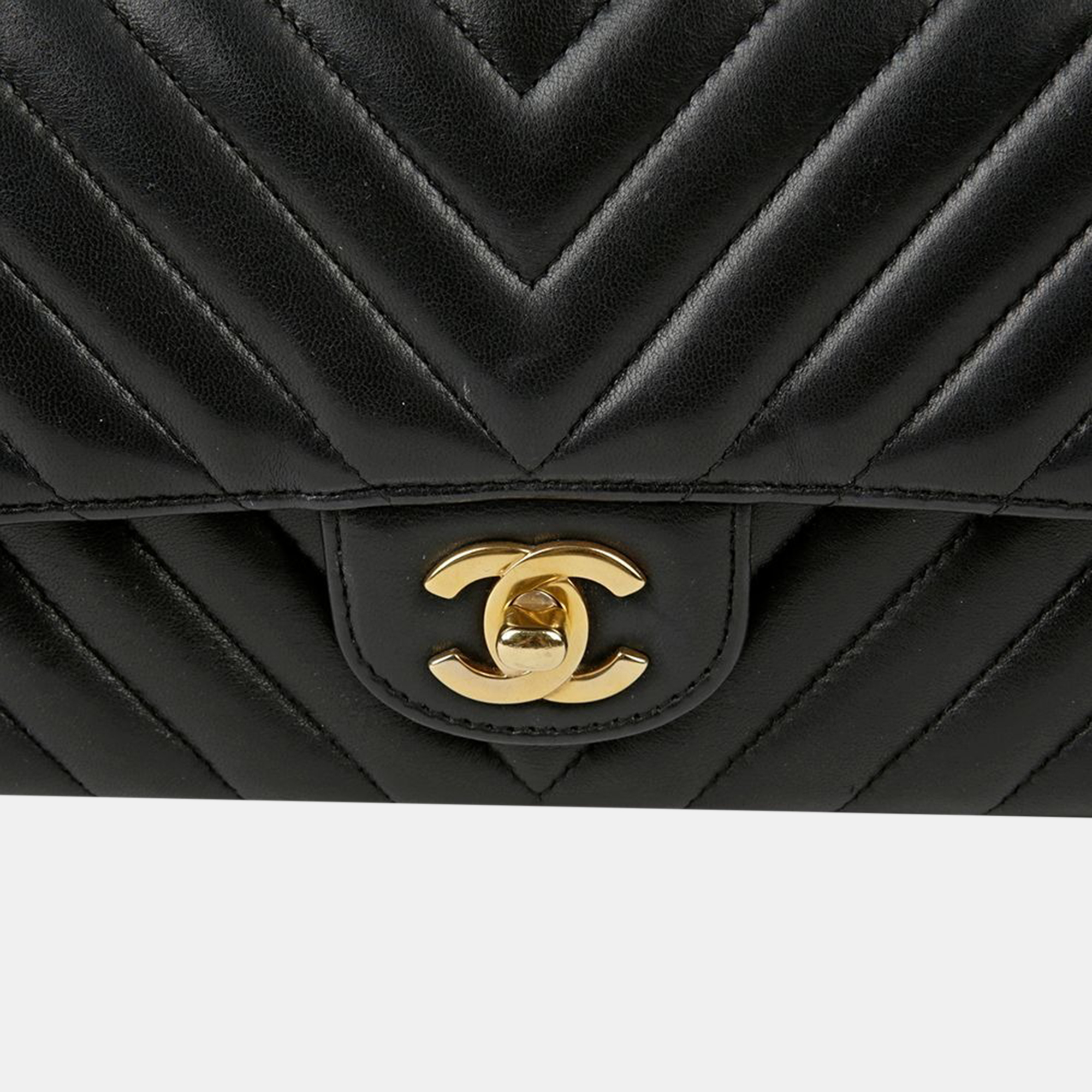 Chanel Black Chevron Lambskin Leather Mini Classic Single Flap Shoulder Bag 