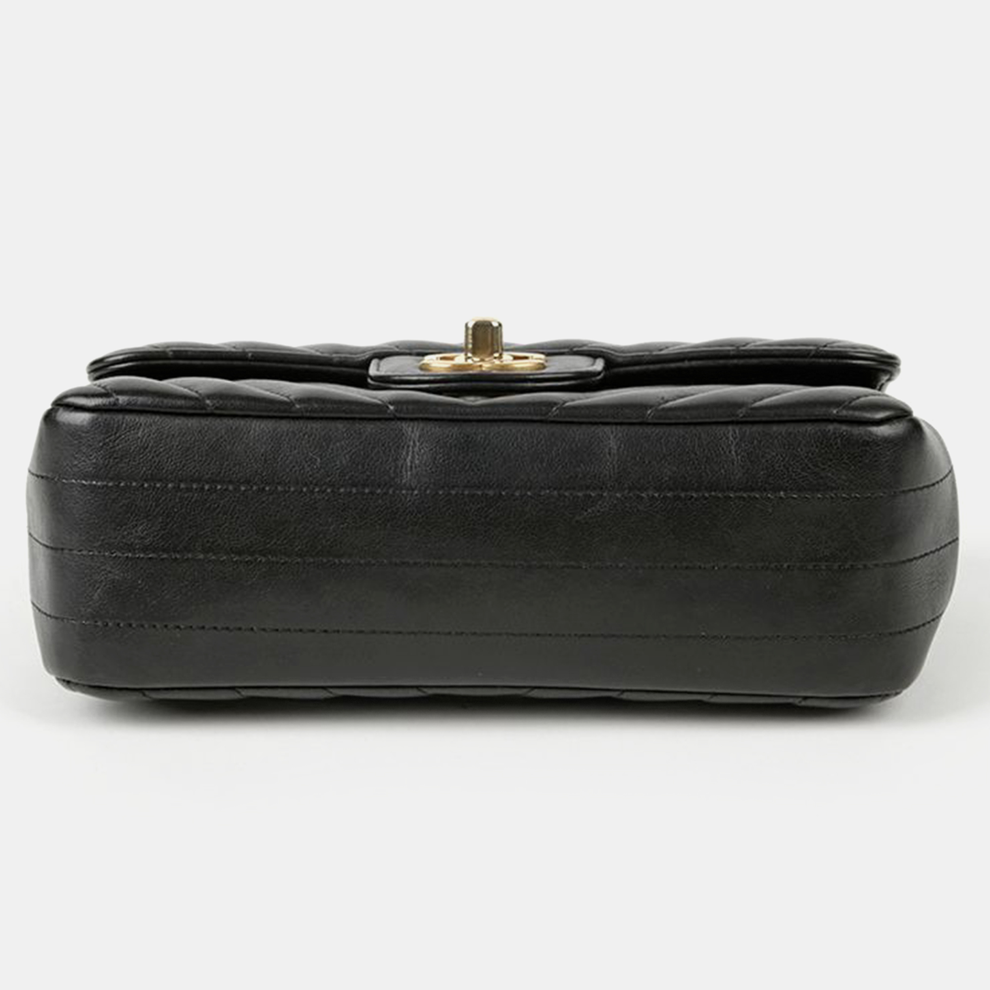 Chanel Black Chevron Lambskin Leather Mini Classic Single Flap Shoulder Bag 