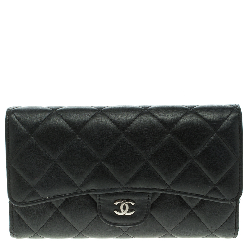 Chanel Black Quilted Leather Classic Flap Wallet