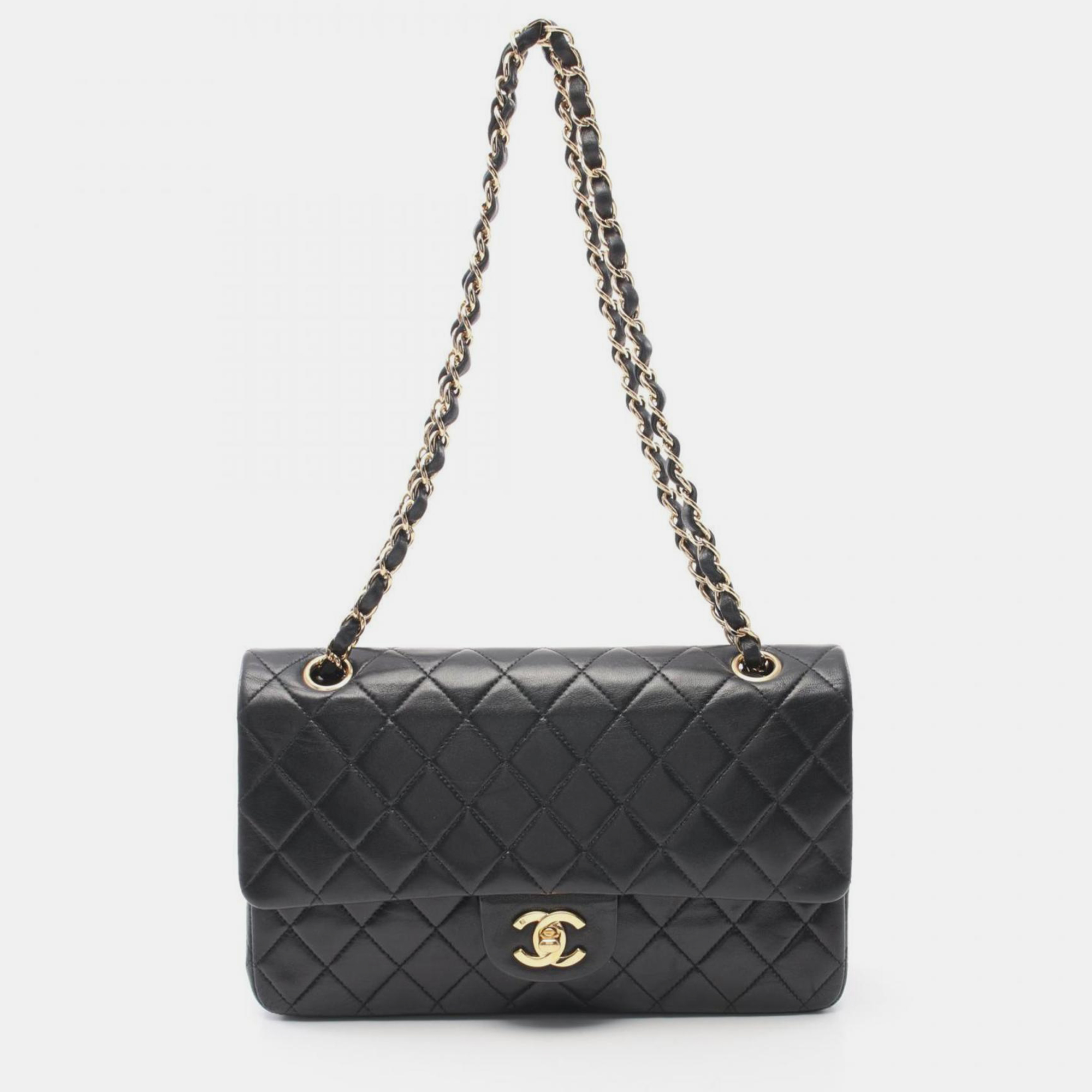 

Chanel Black Lambskin Leather  Classic Double Flap Shoulder Bags