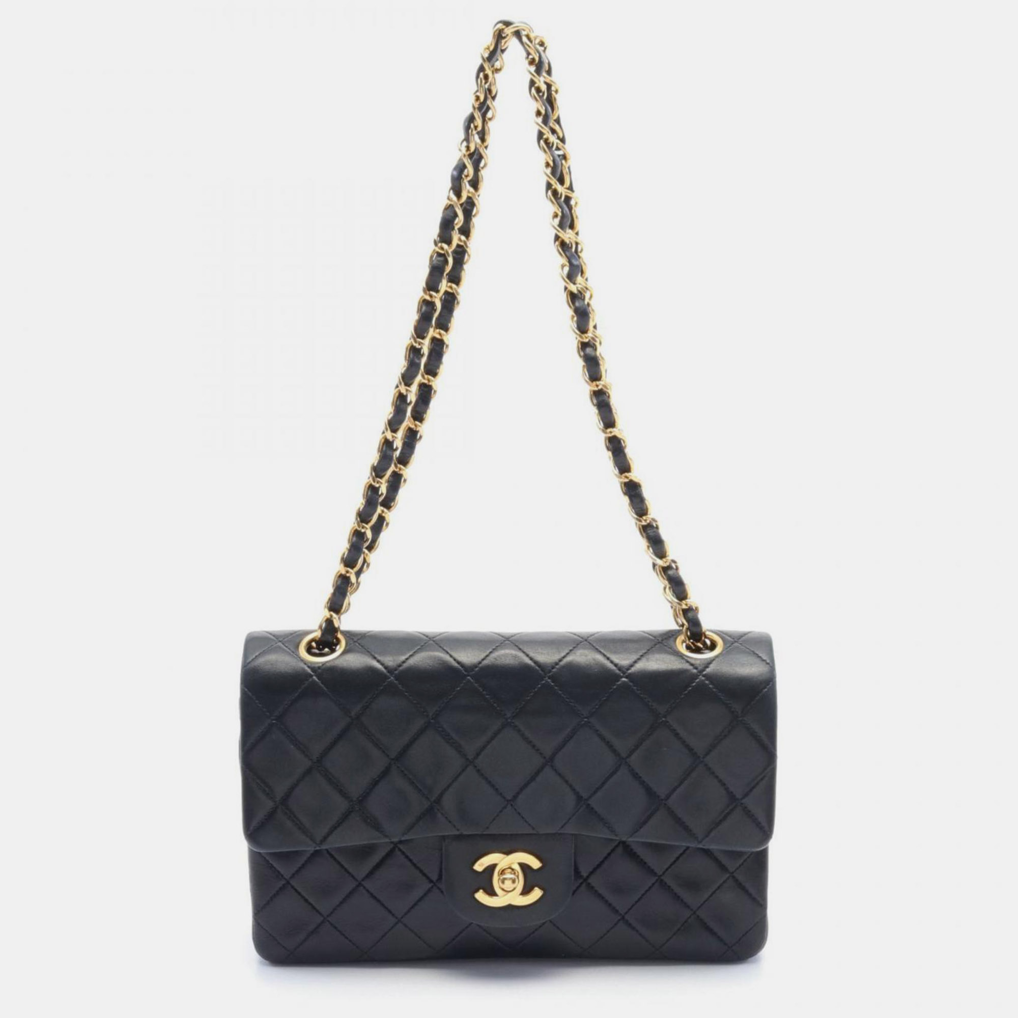 

Chanel Black Lambskin Leather  Classic Double Flap Shoulder Bag