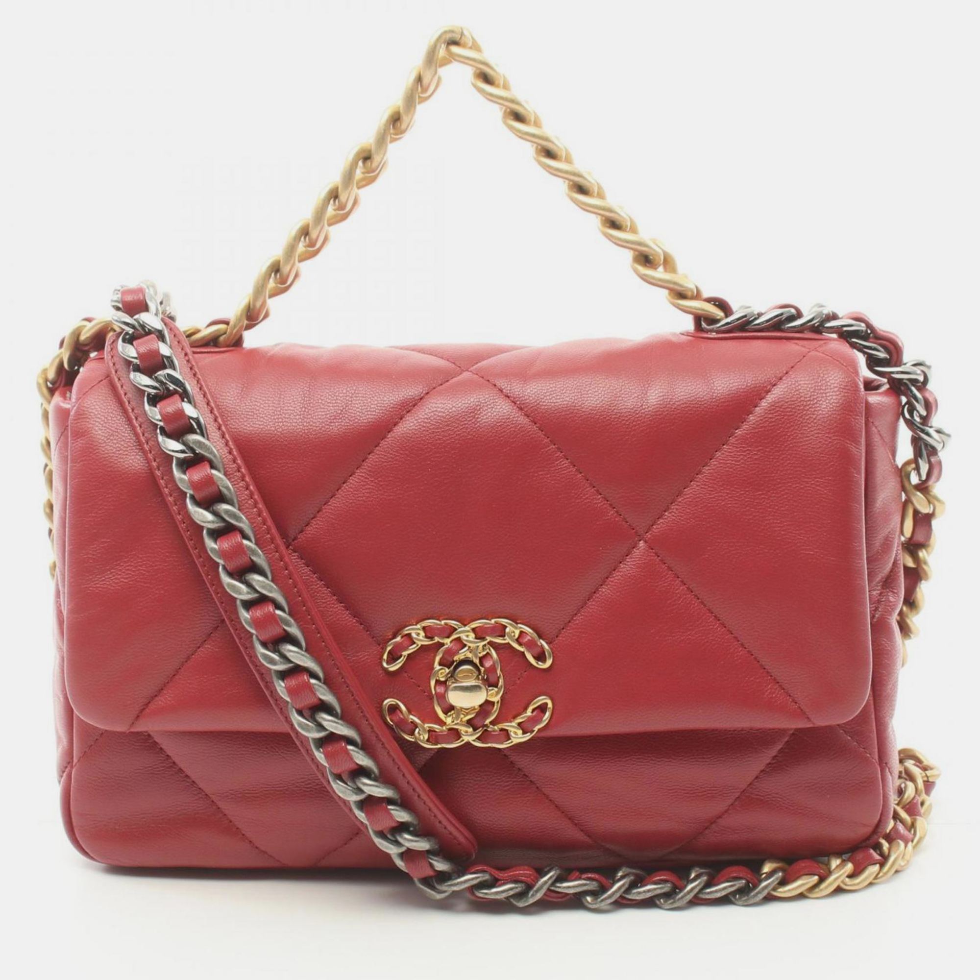 

Chanel Bordeaux Lambskin Leather Medium 19 Flap Shoulder Bag, Red