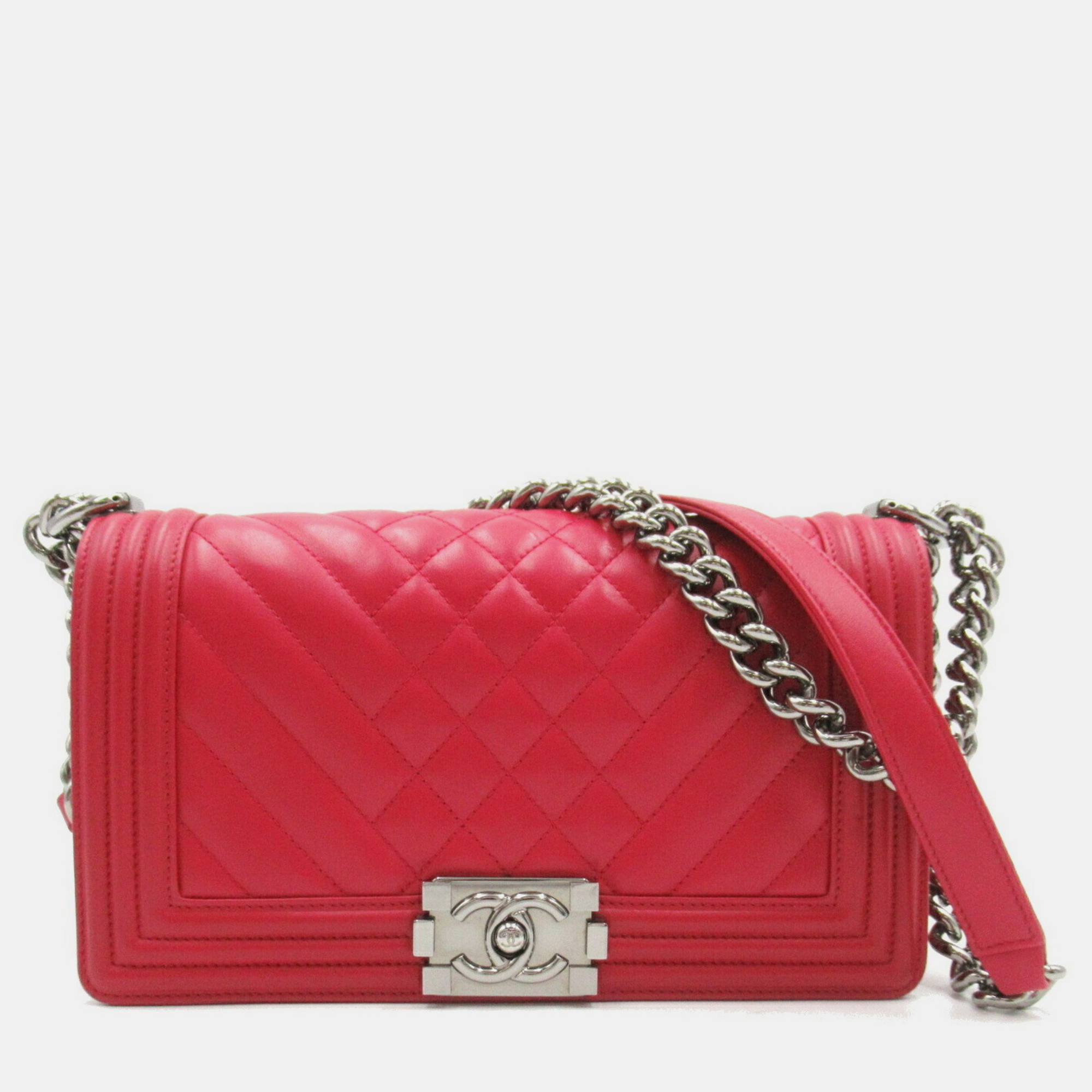 

Chanel Pink Leather Medium Boy Shoulder Bag