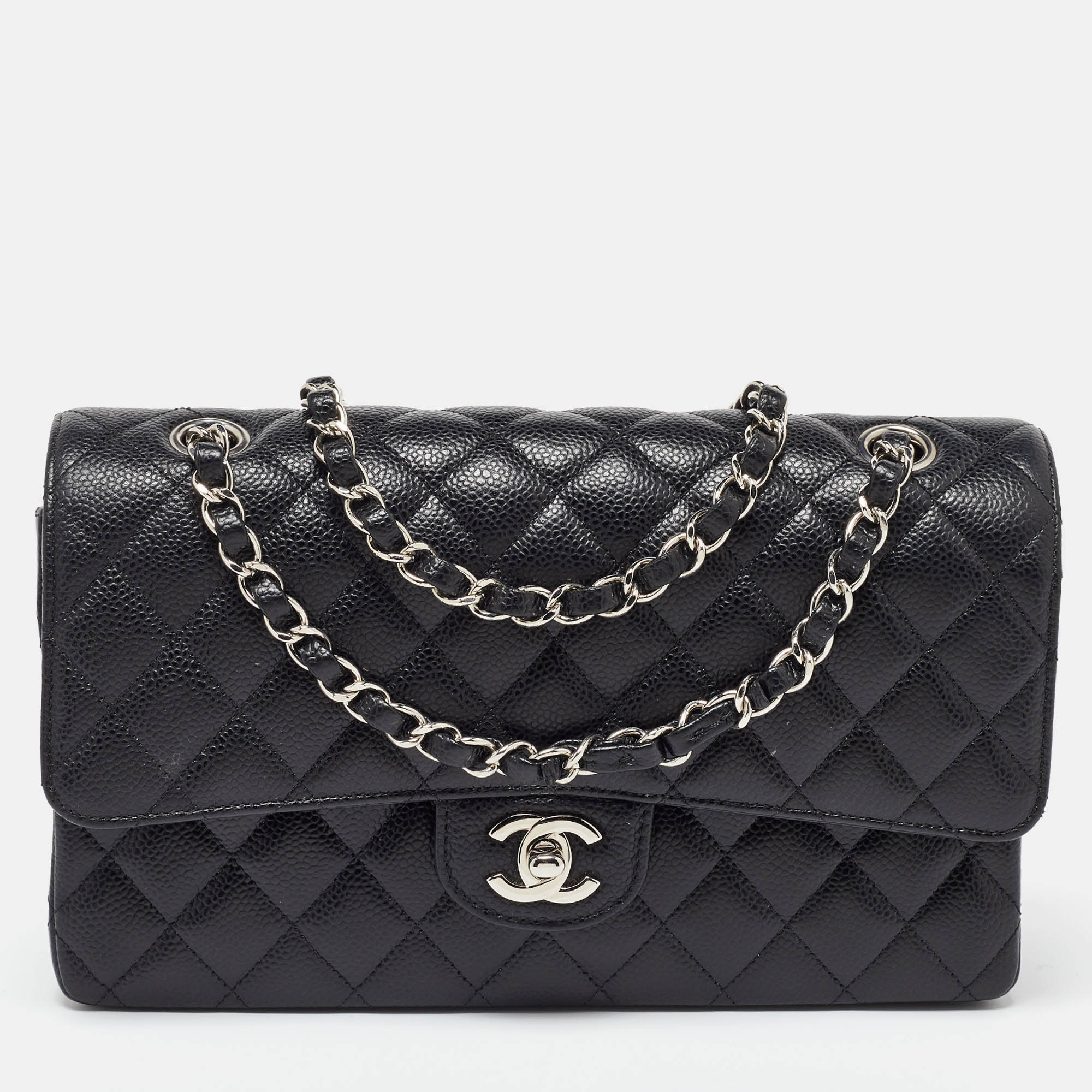 

Chanel Black Quilted CaviarLeather  Classic Double Flap Bag