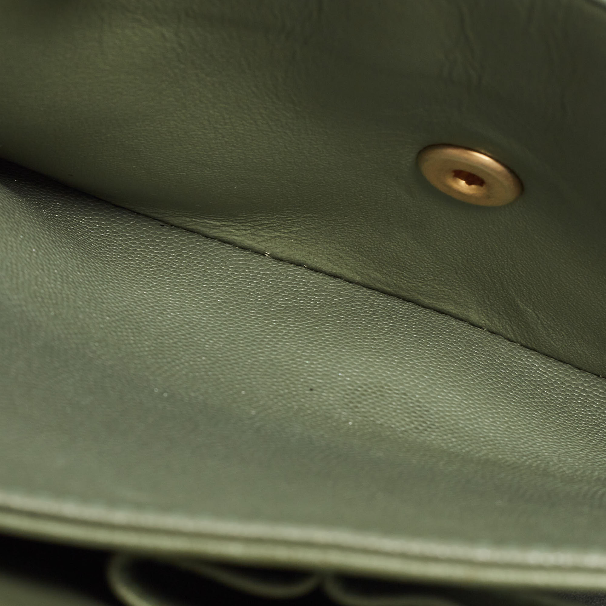Chanel Green Quilted Caviar Leather Jumbo Classic Double Flap Bag 