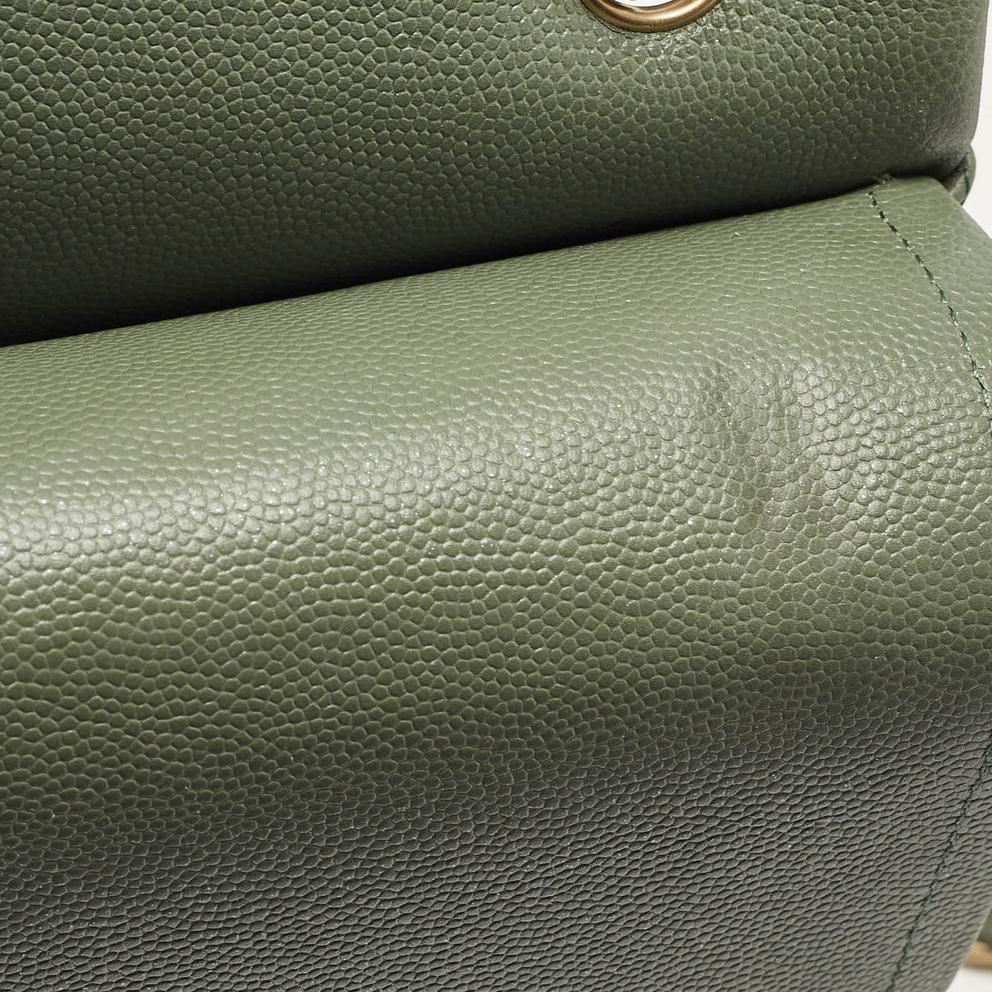 Chanel Green Quilted Caviar Leather Jumbo Classic Double Flap Bag 