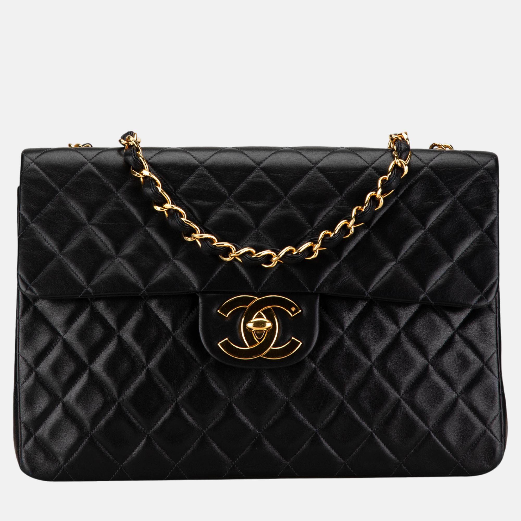 

Chanel Black Maxi  Classic Lambskin Single Flap