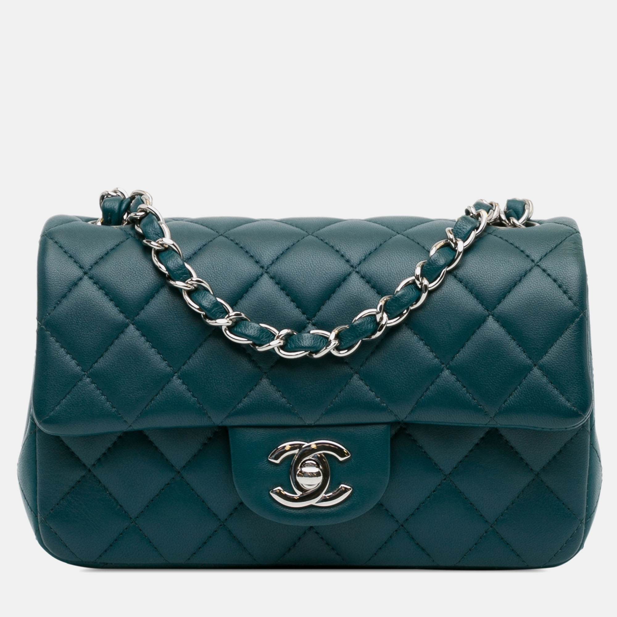 

Chanel Mini Rectangular Classic Lambskin Single Flap, Blue