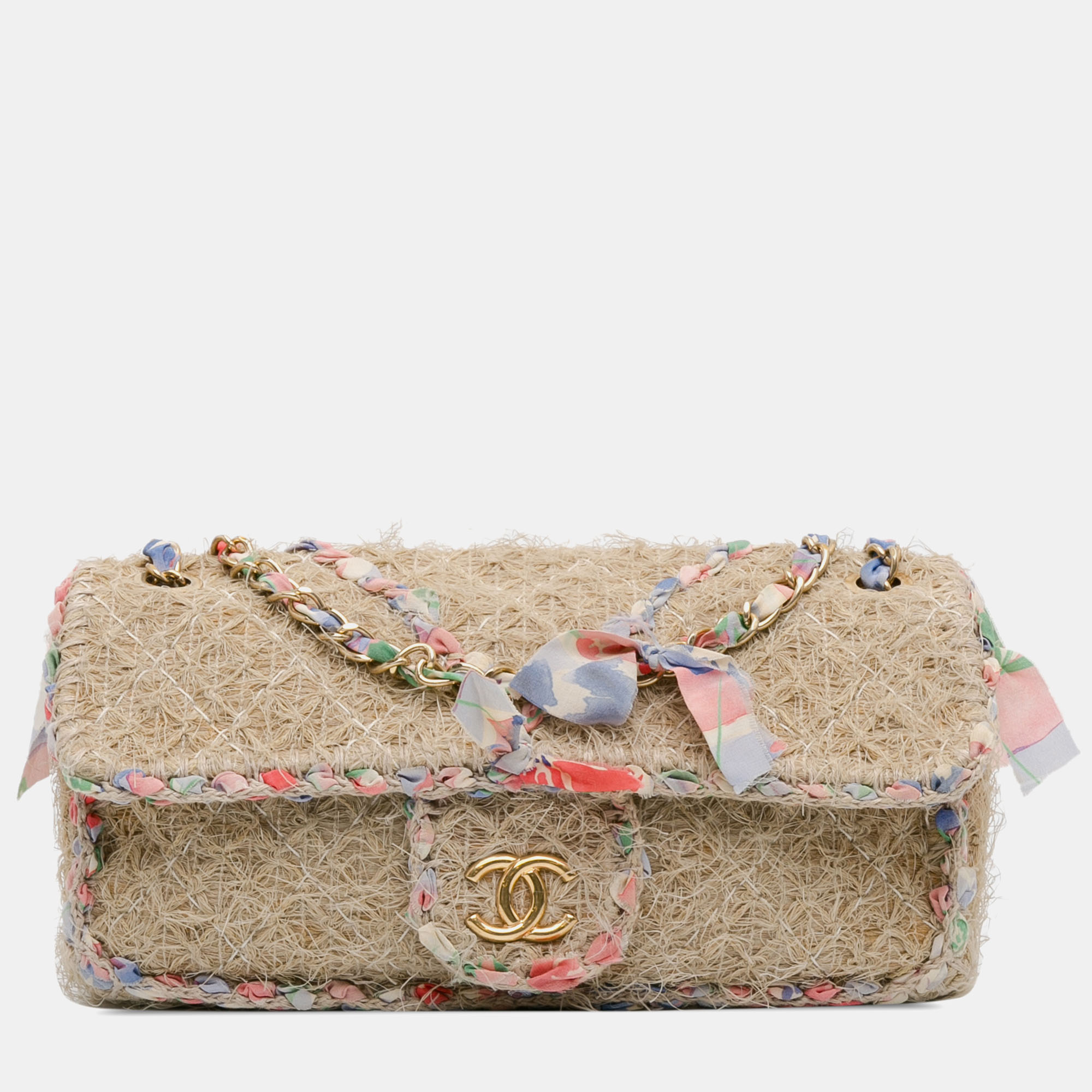 

Chanel CC Straw Country Flap, Beige