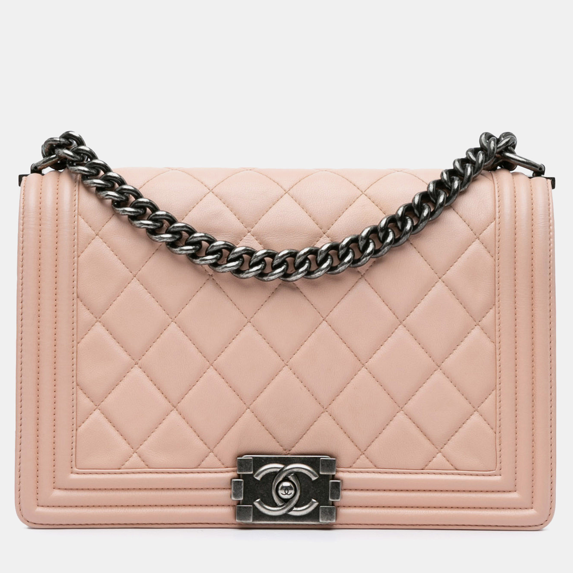 

Chanel Large Lambskin Boy Bag, Pink