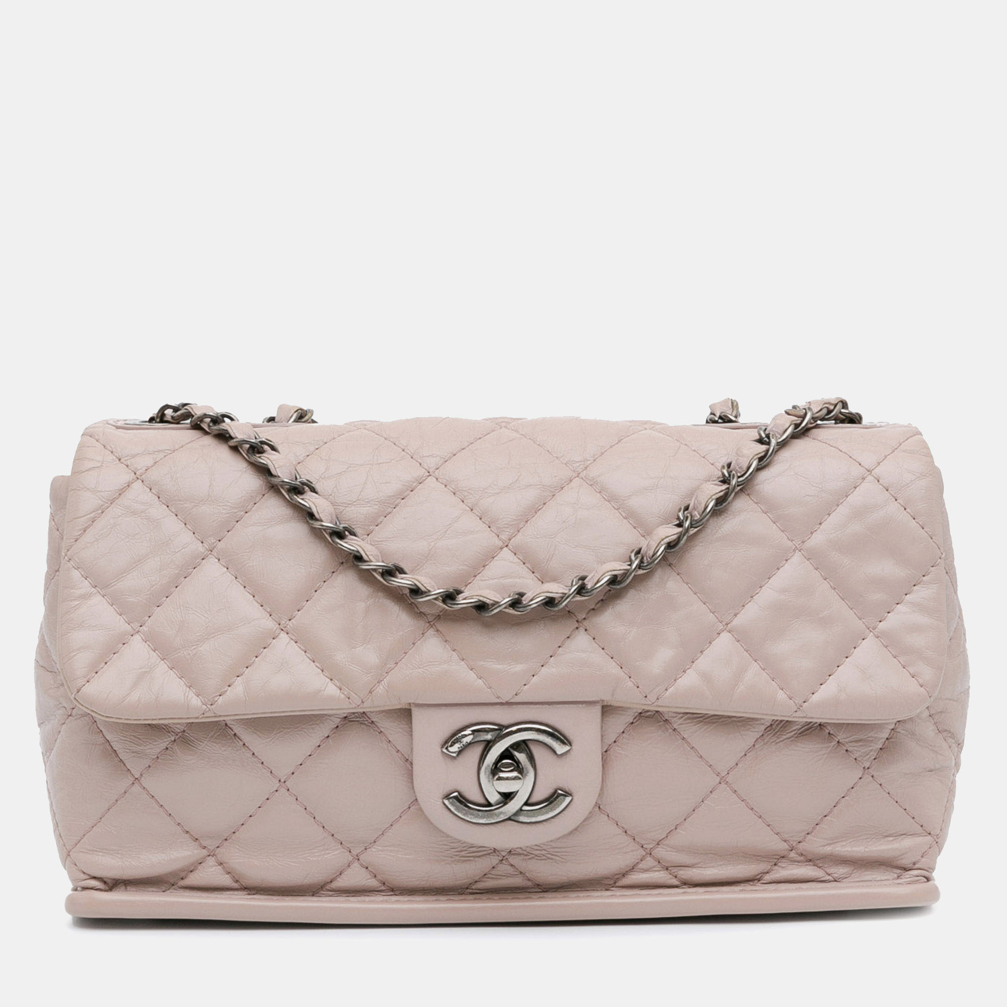 

Chanel Quilted Aged Calfskin Single Flap, Beige