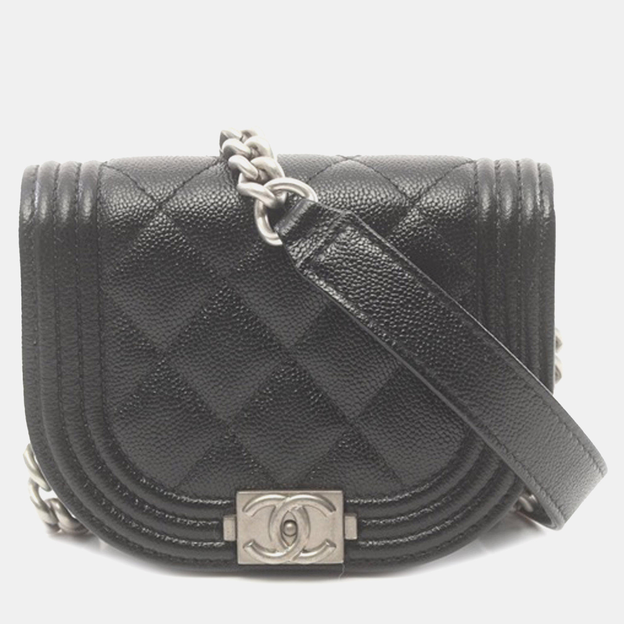 

Chanel Mini Quilted Caviar Boy Flap, Black