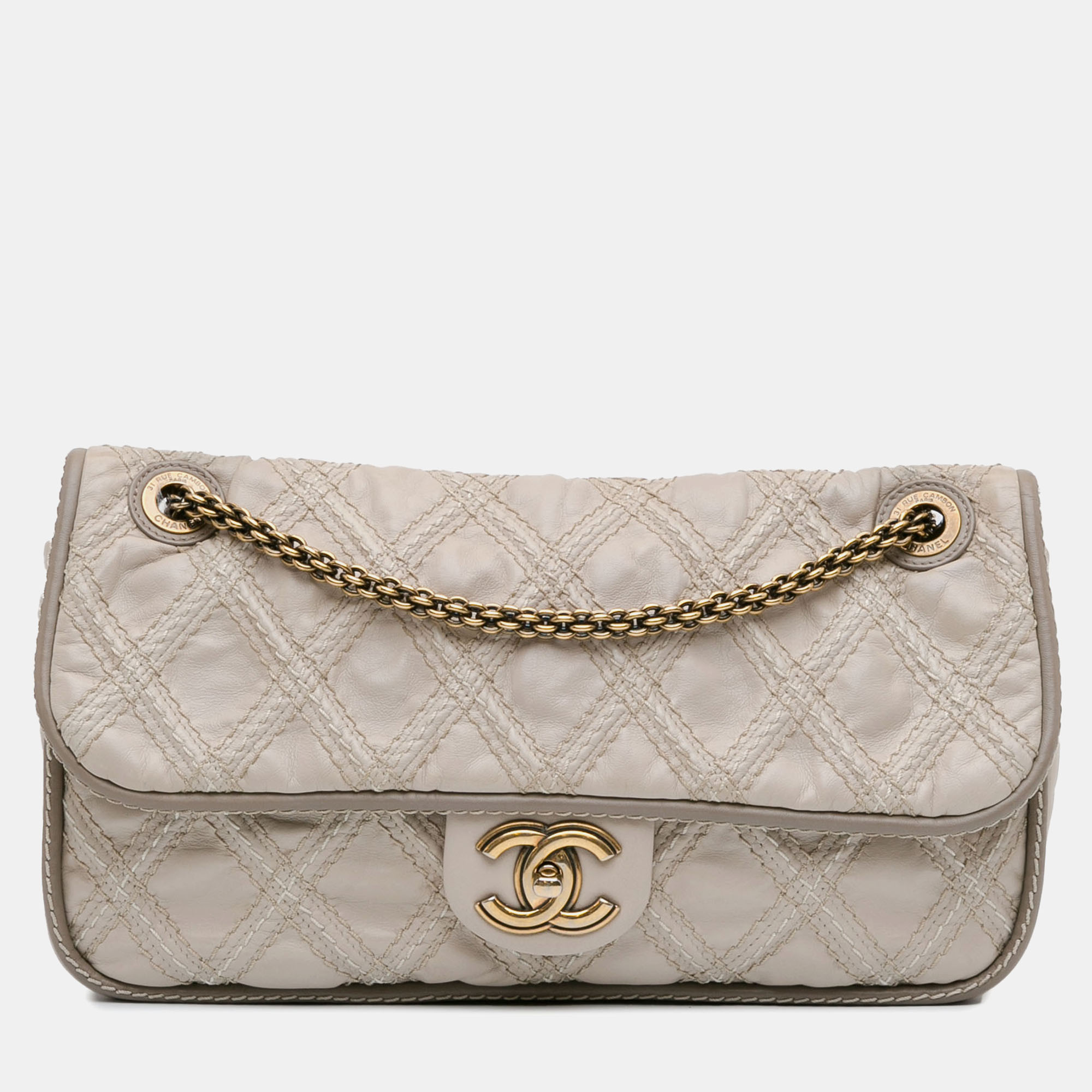 

Chanel Beige Leather Medium CC Triptych Flap Bag