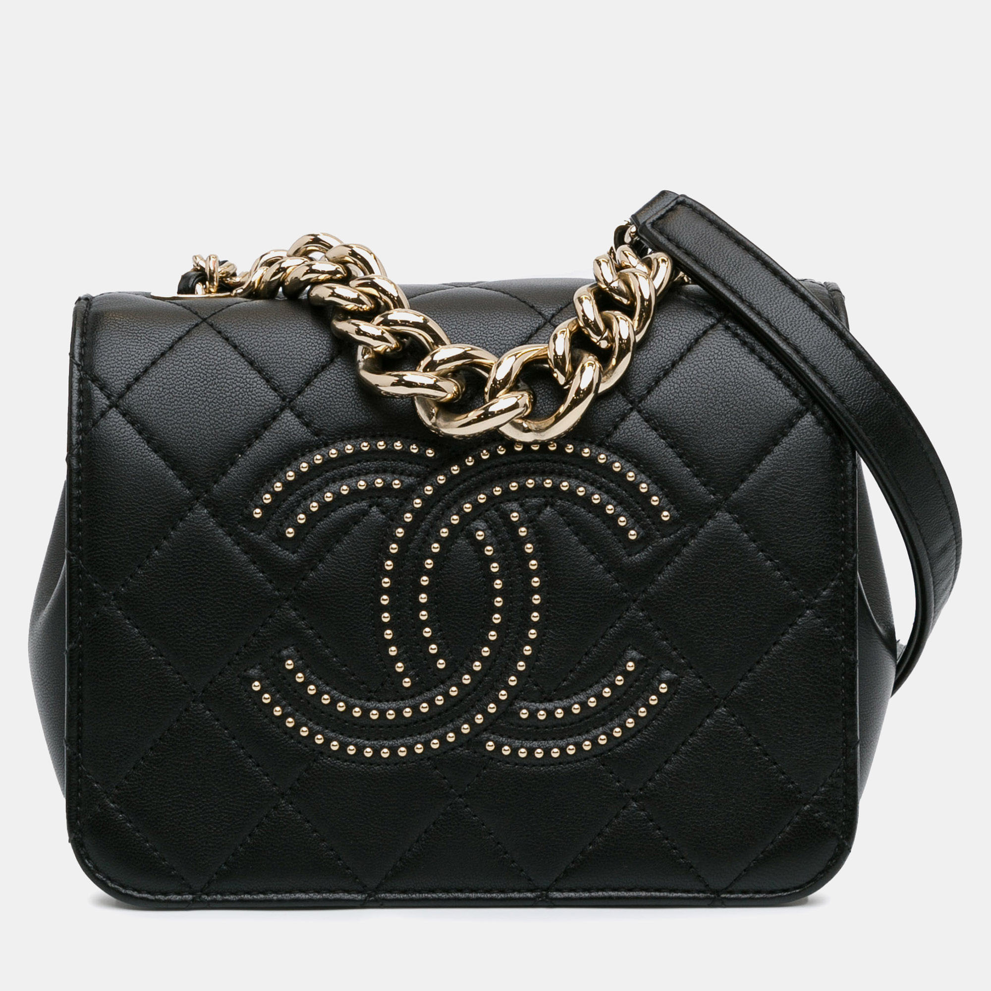 

Chanel Quilted Lambskin Studded Beauty Begins Flap, Black