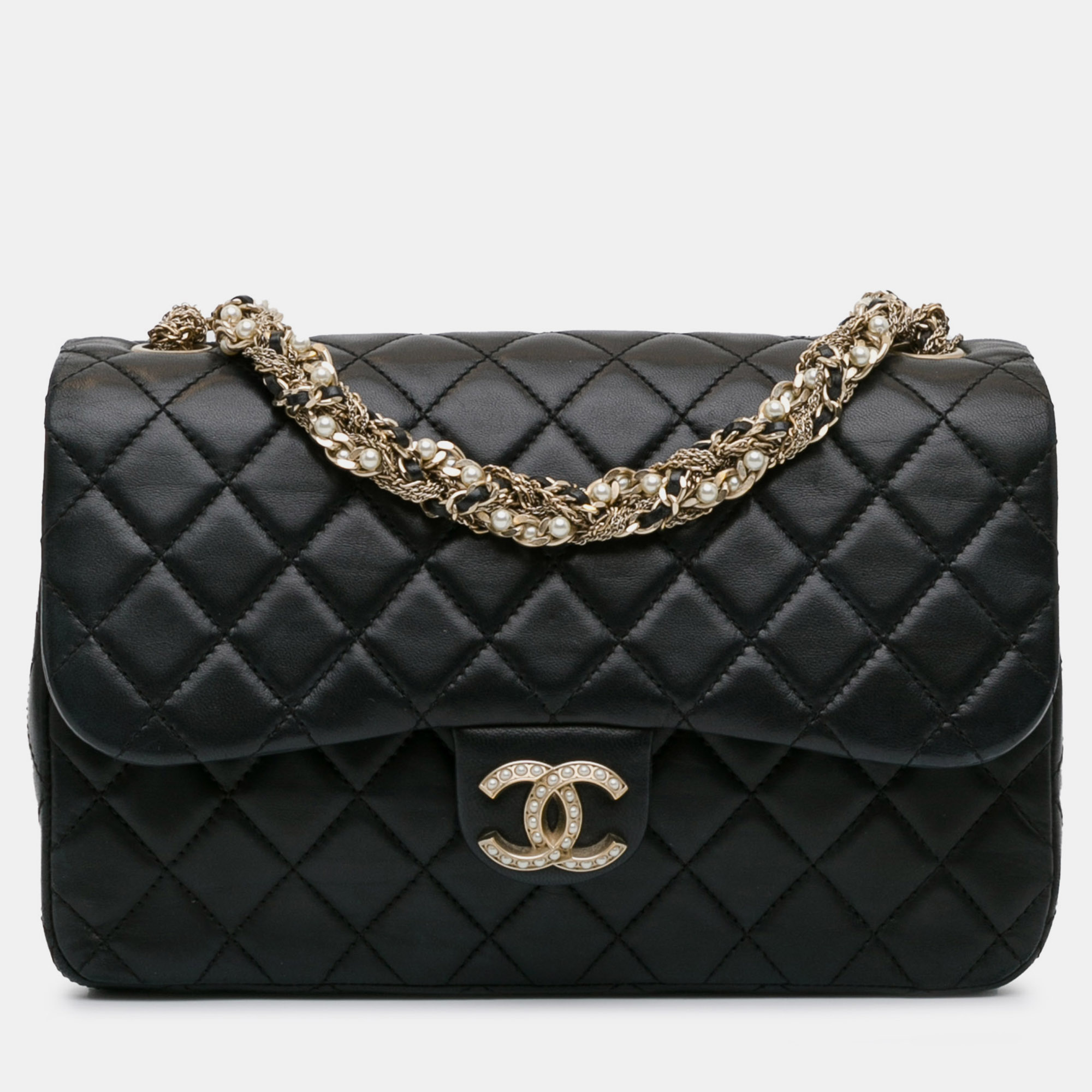 

Chanel CC Quilted Lambskin Westminster Pearl Flap, Black