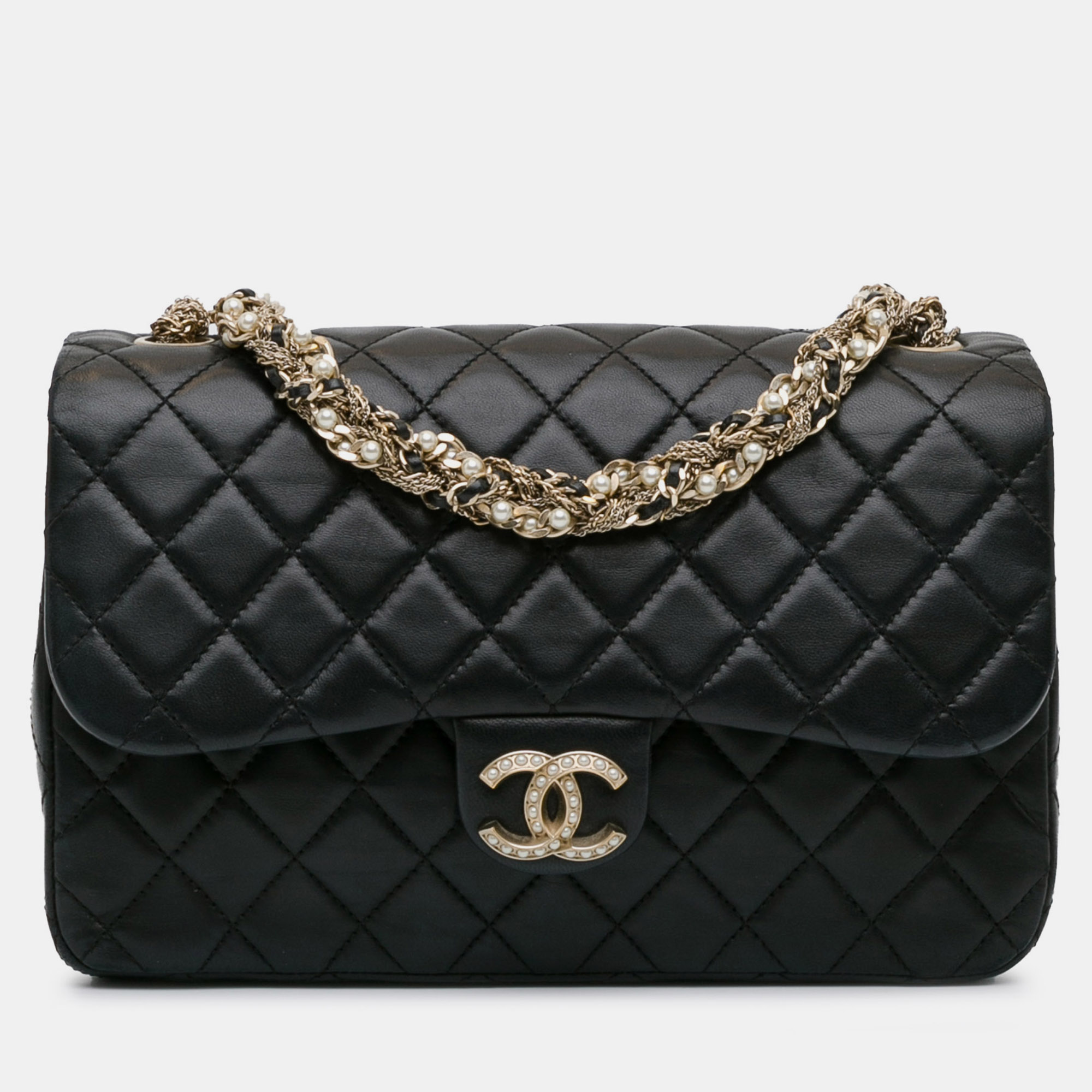 

Chanel Black Quilted Leather Westminster Pearl Flap Bag