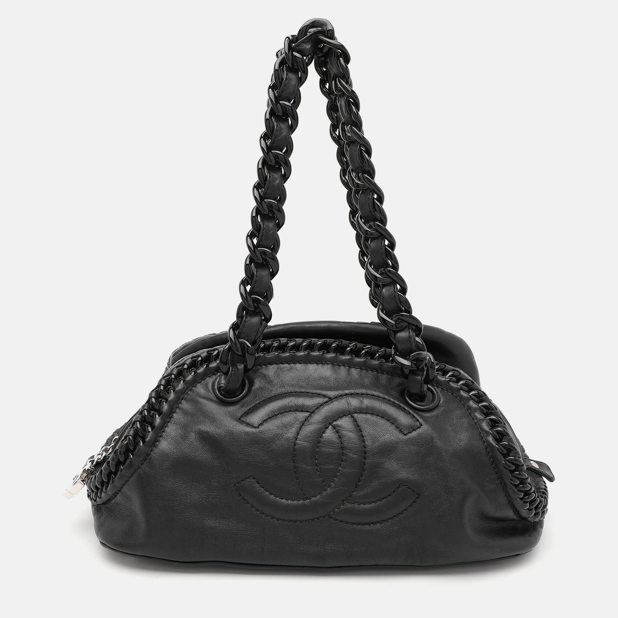 

Chanel Black Leather CC Luxe Ligne Satchel