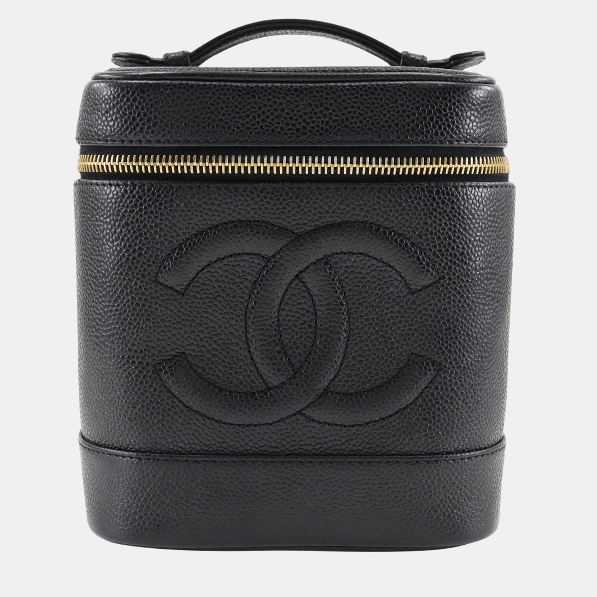 

Chanel Black Caviar Leather CC Timeless Vanity Bag