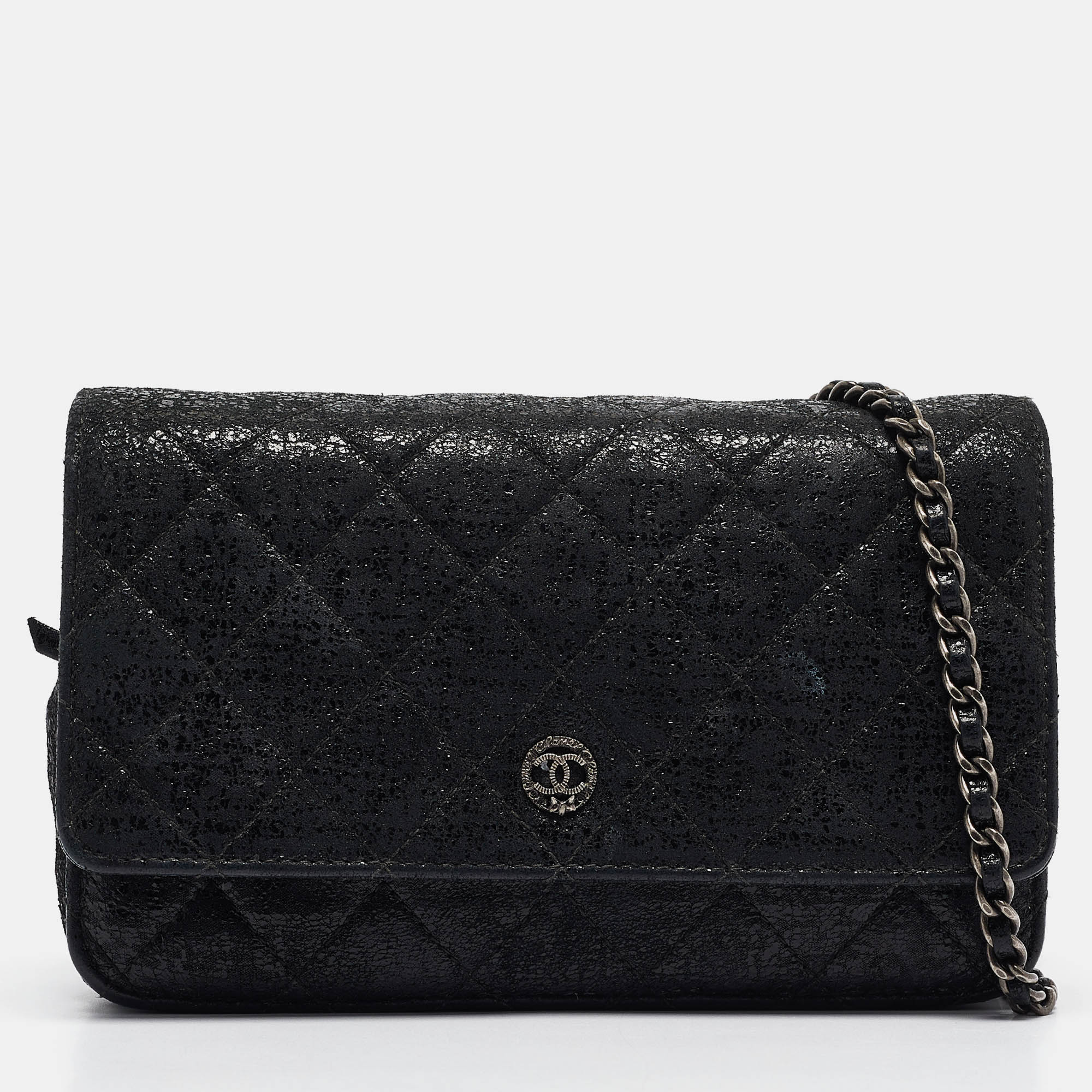 

Chanel Black Quilted Shimmering Leather WOC Clutch Bag