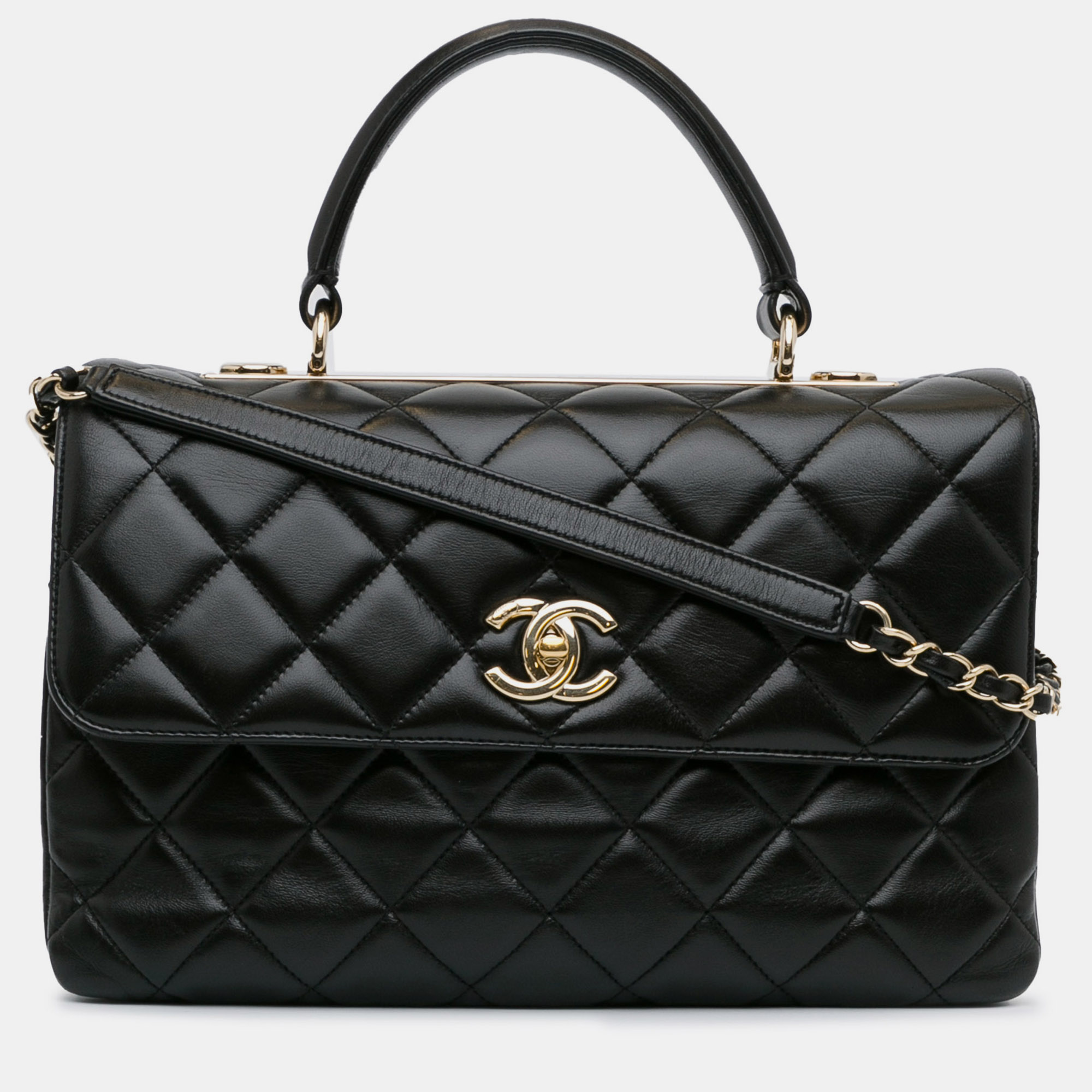 

Chanel Medium Lambskin Trendy Flap Bag, Black