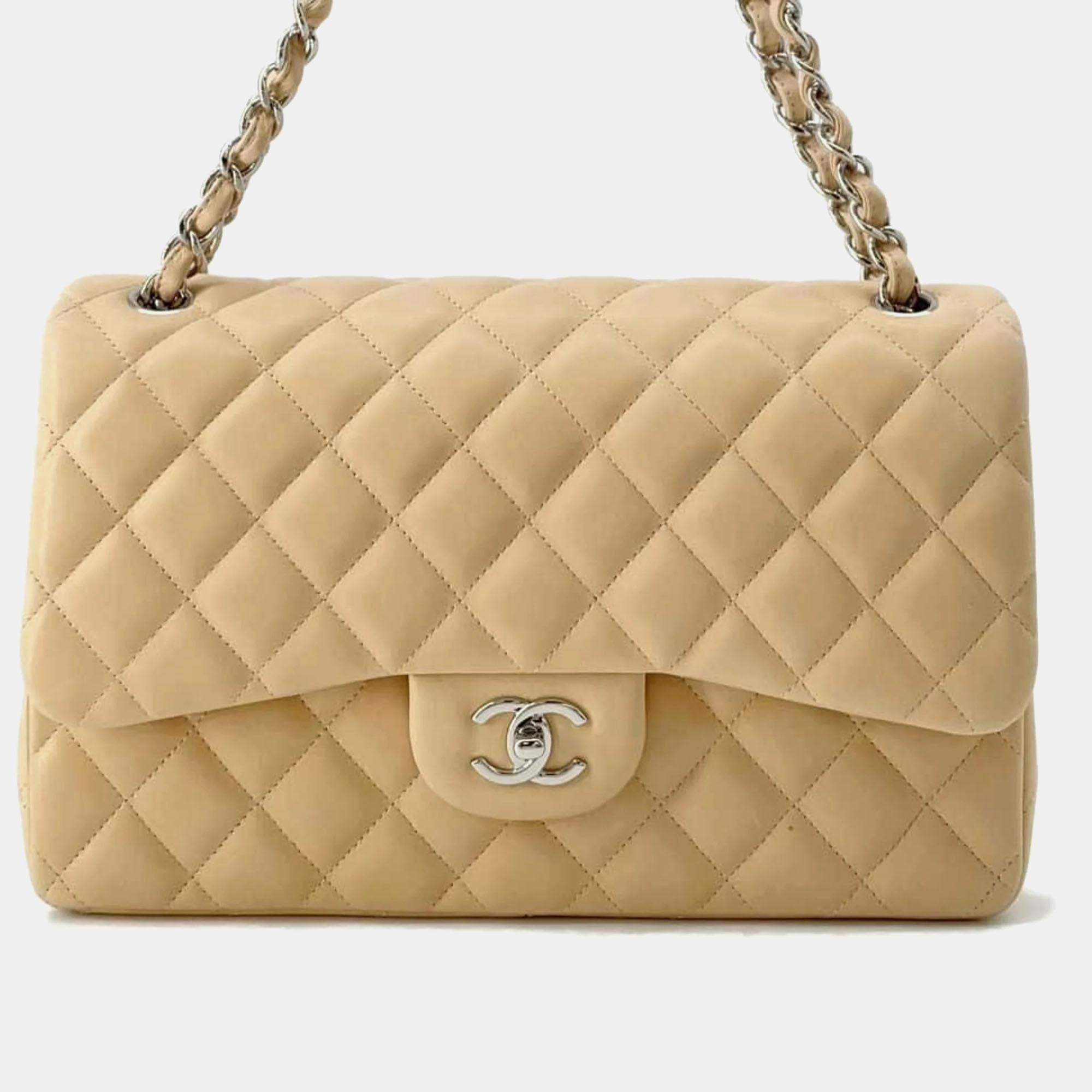 

Chanel Beige Leather Jumbo Classic Double Flap Shoulder Bag