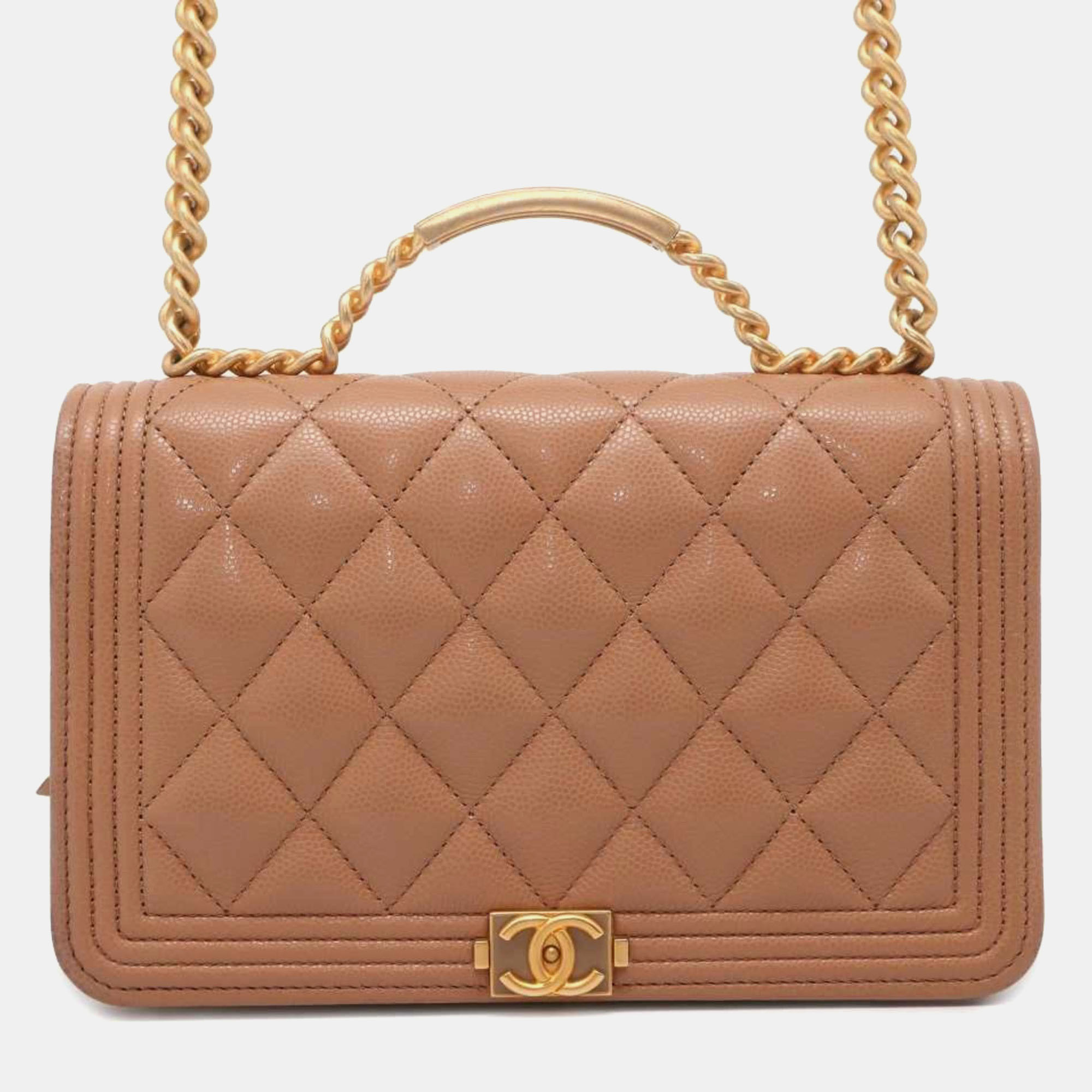 

Chanel Beige Caviar Quilted  Top Handle Boy Flap Bag