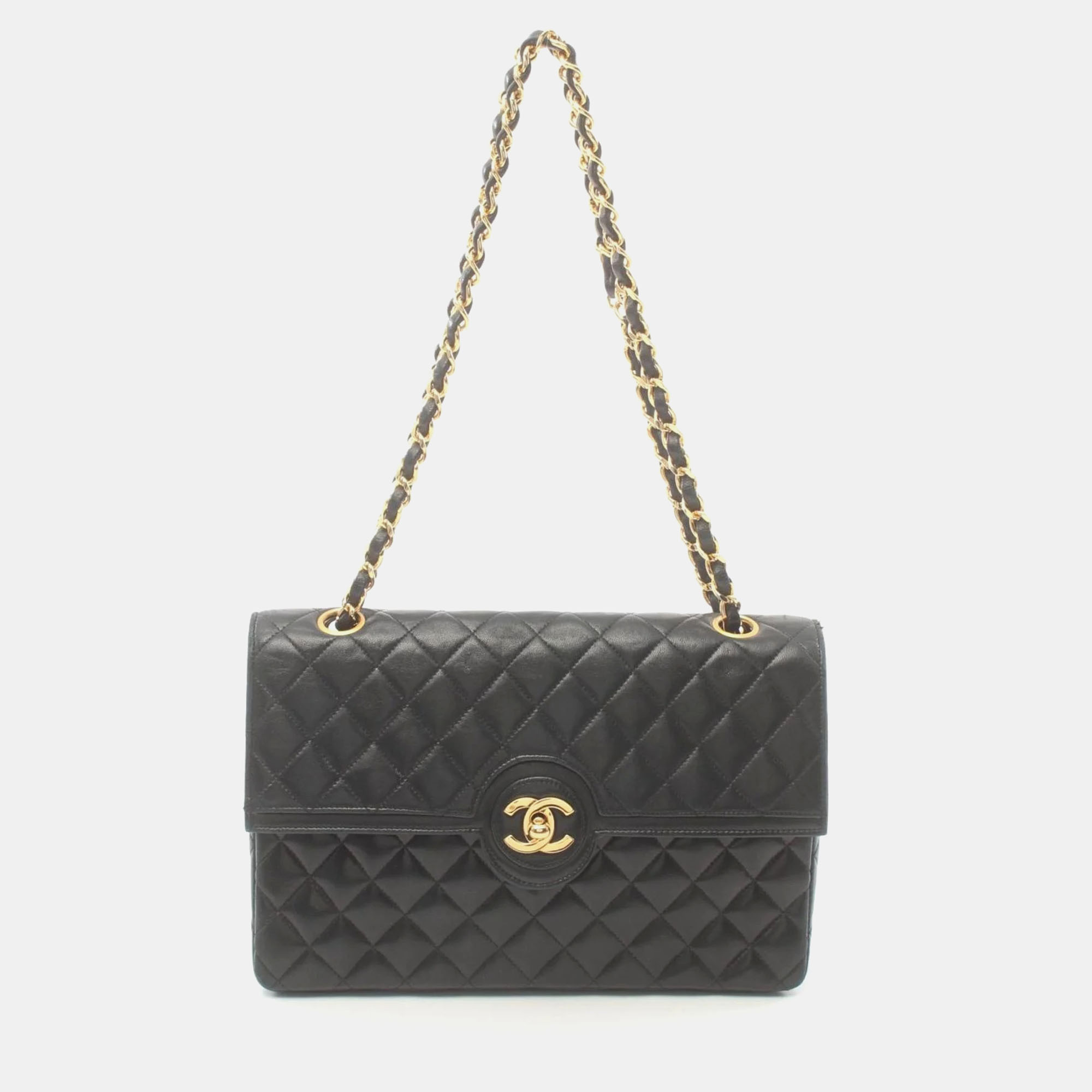 

Chanel Black Leather Quilted Vintage CC Flap Bag