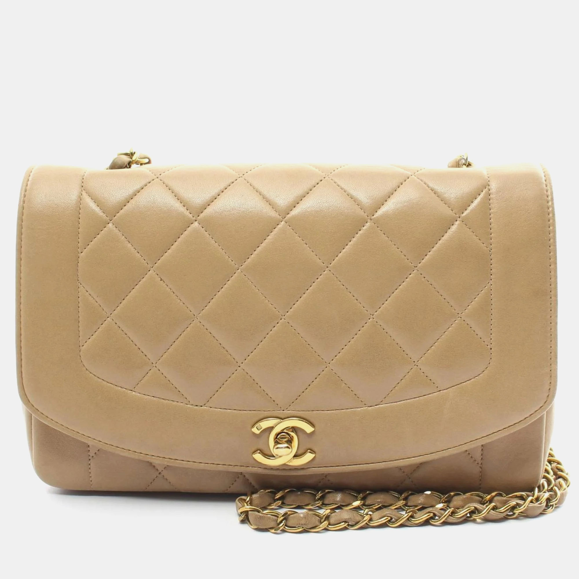 

Chanel Beige Leather Quilted Vintage Diana Shoulder Bag