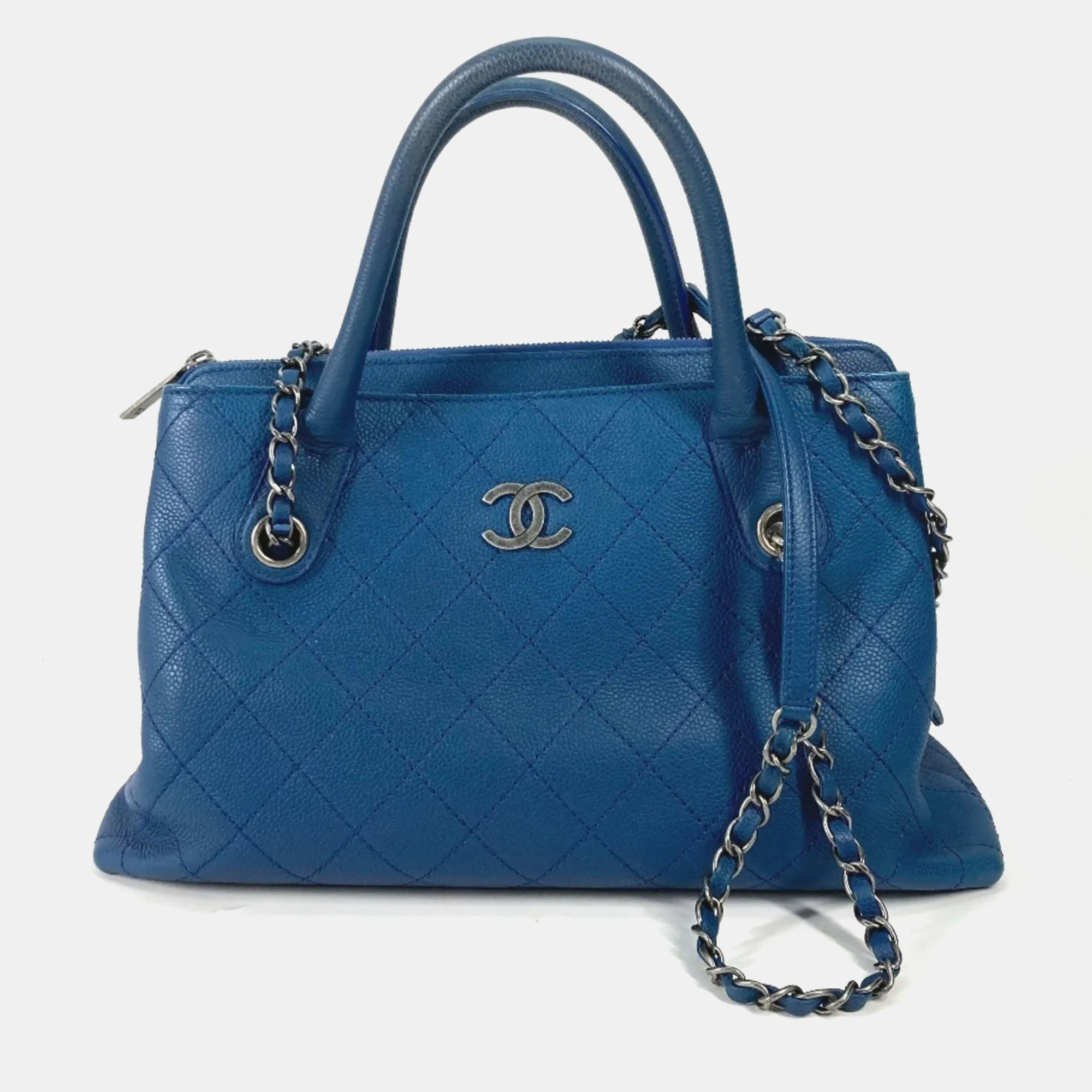 

Chanel Blue Quilted Caviar Large Urban Shopping Tote Bag