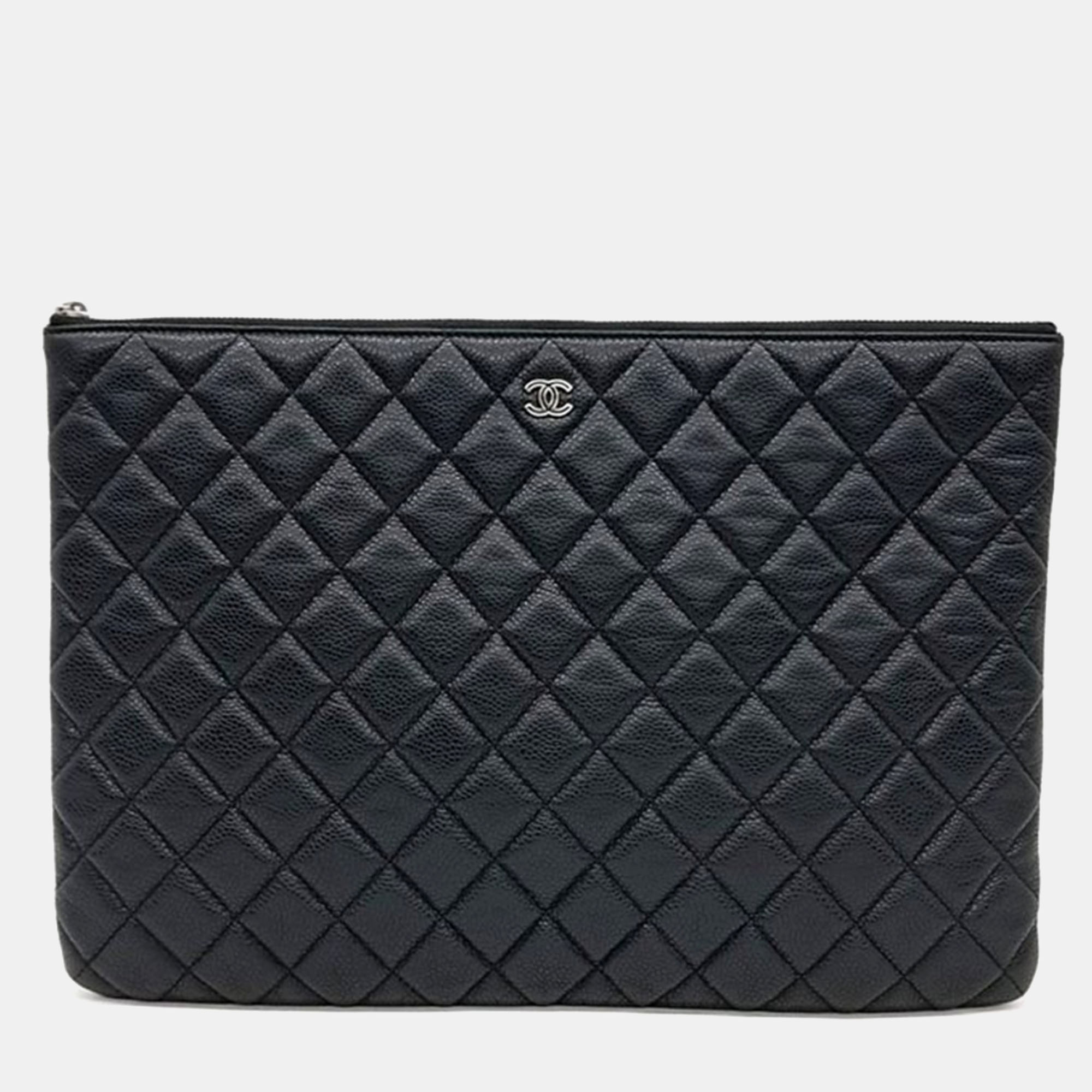 Pre-owned Chanel Caviar Clutch In Black