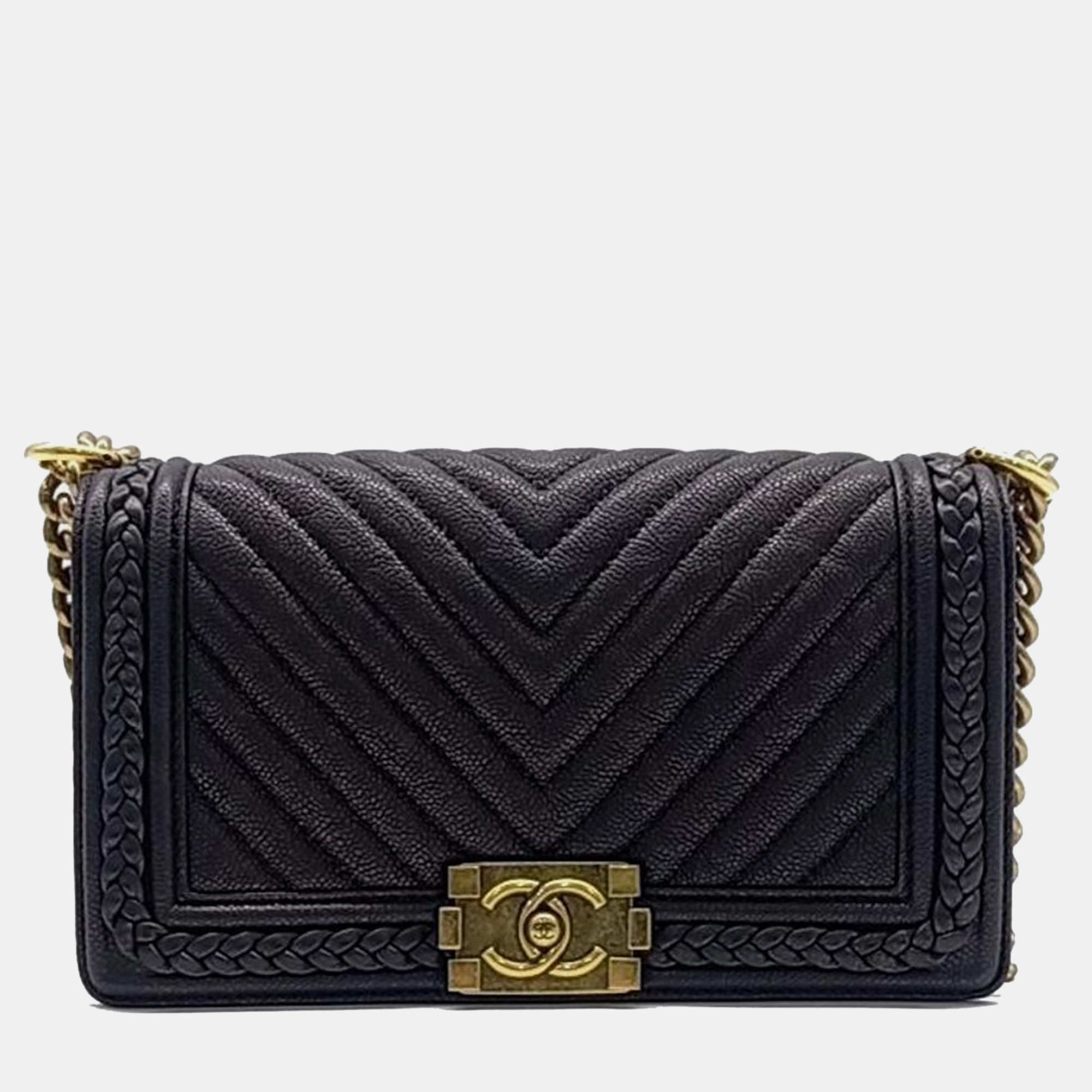

Chanel Chevron Caviar Boy Bag Medium, Black