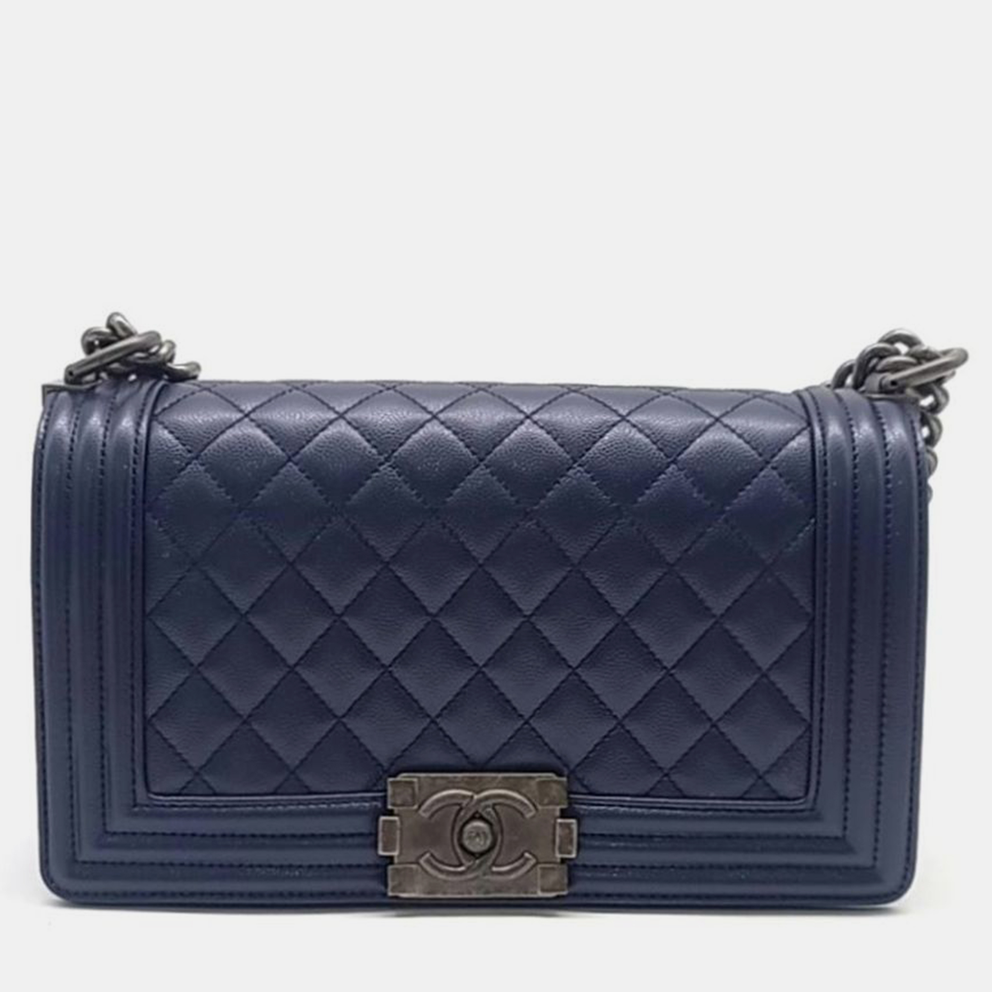 

Chanel Caviar Boy Bag Medium, Navy blue