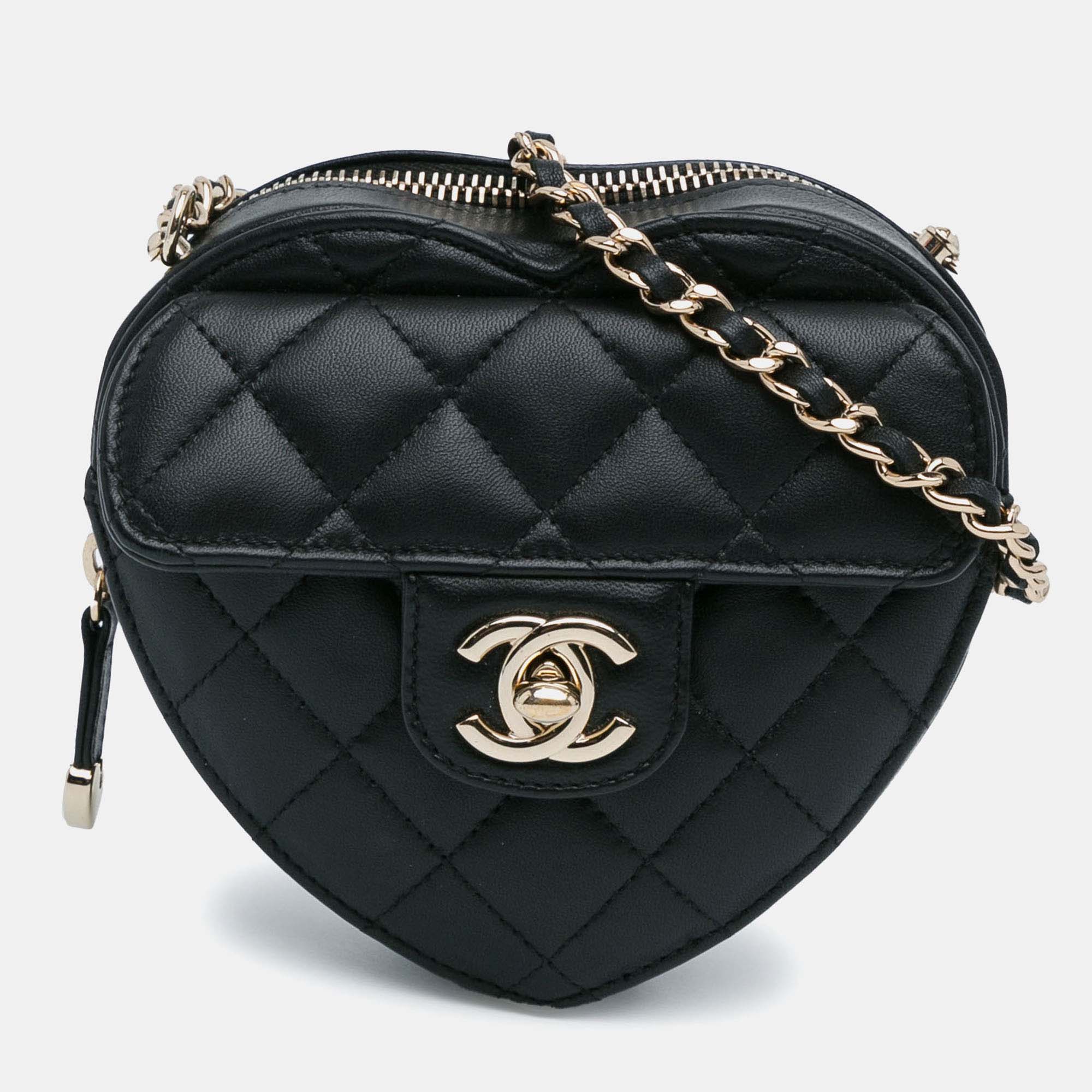 

Chanel Mini Lambskin CC in Love Heart Crossbody, Black