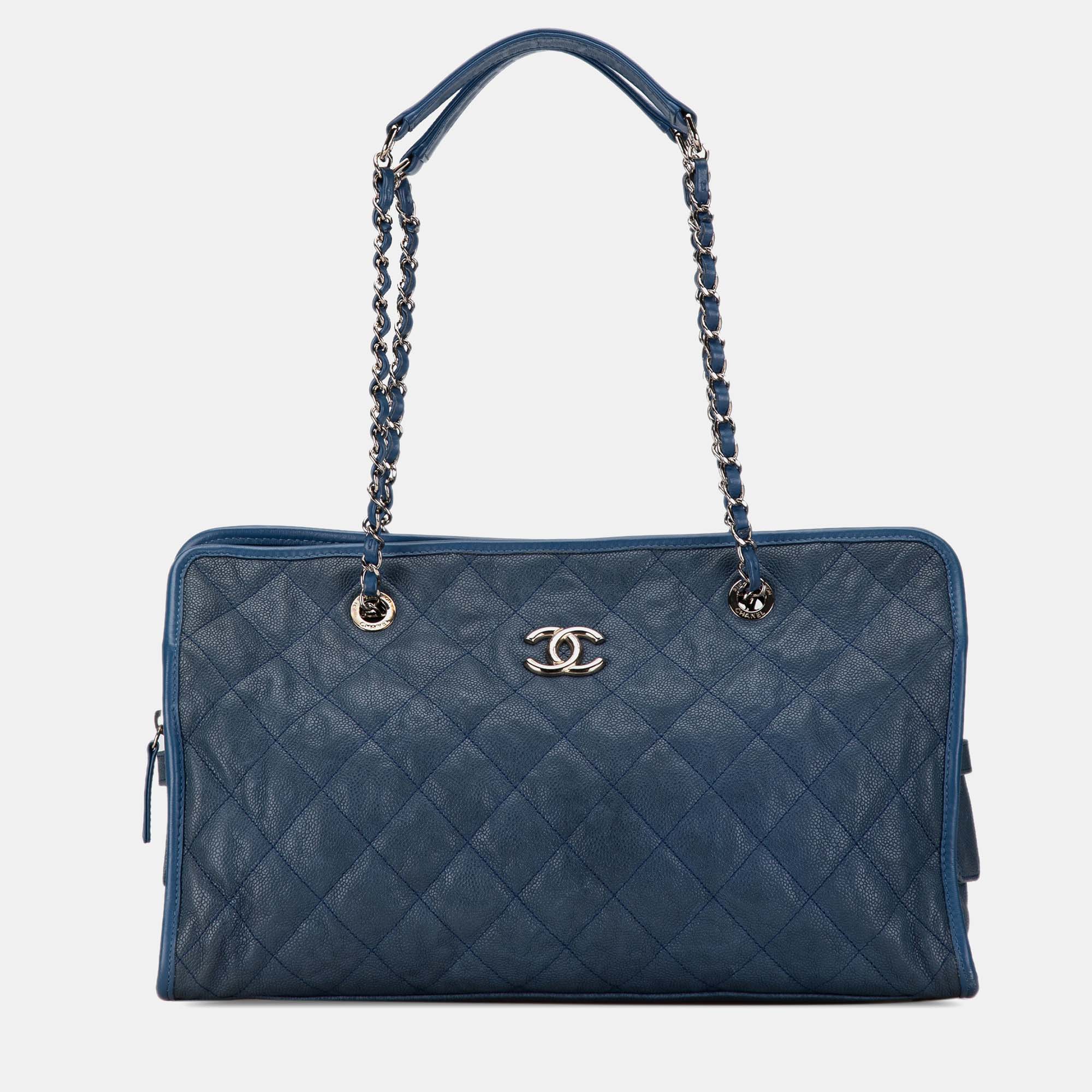 

Chanel Blue Canvas French Riviera Tote Bag, Navy blue