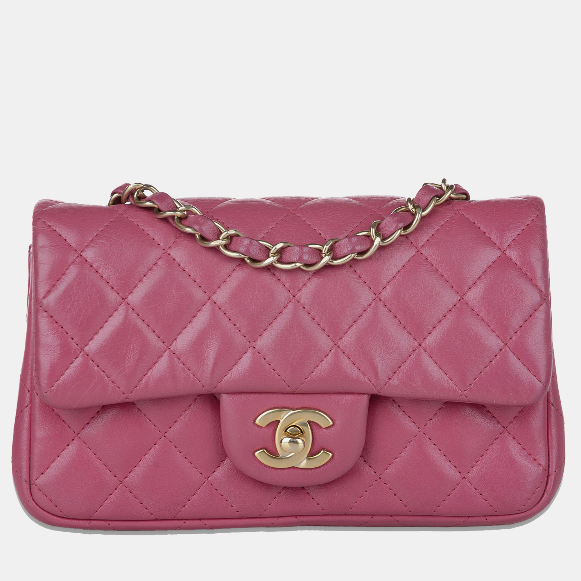 

Chanel Mini Rectangular Classic Lambskin Single Flap Bag, Pink