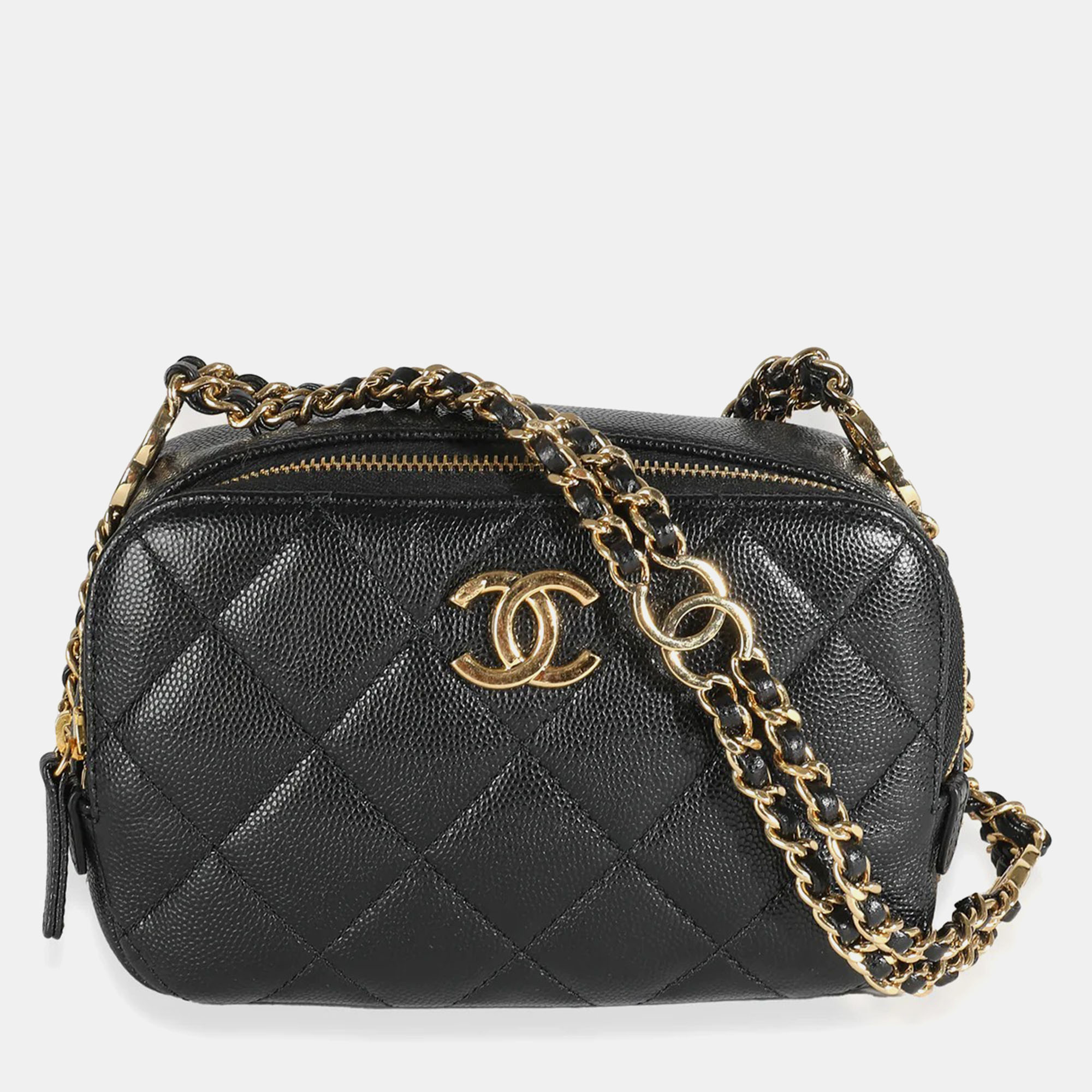 

Chanel Black Caviar Leather Chain Melody Camera Bag