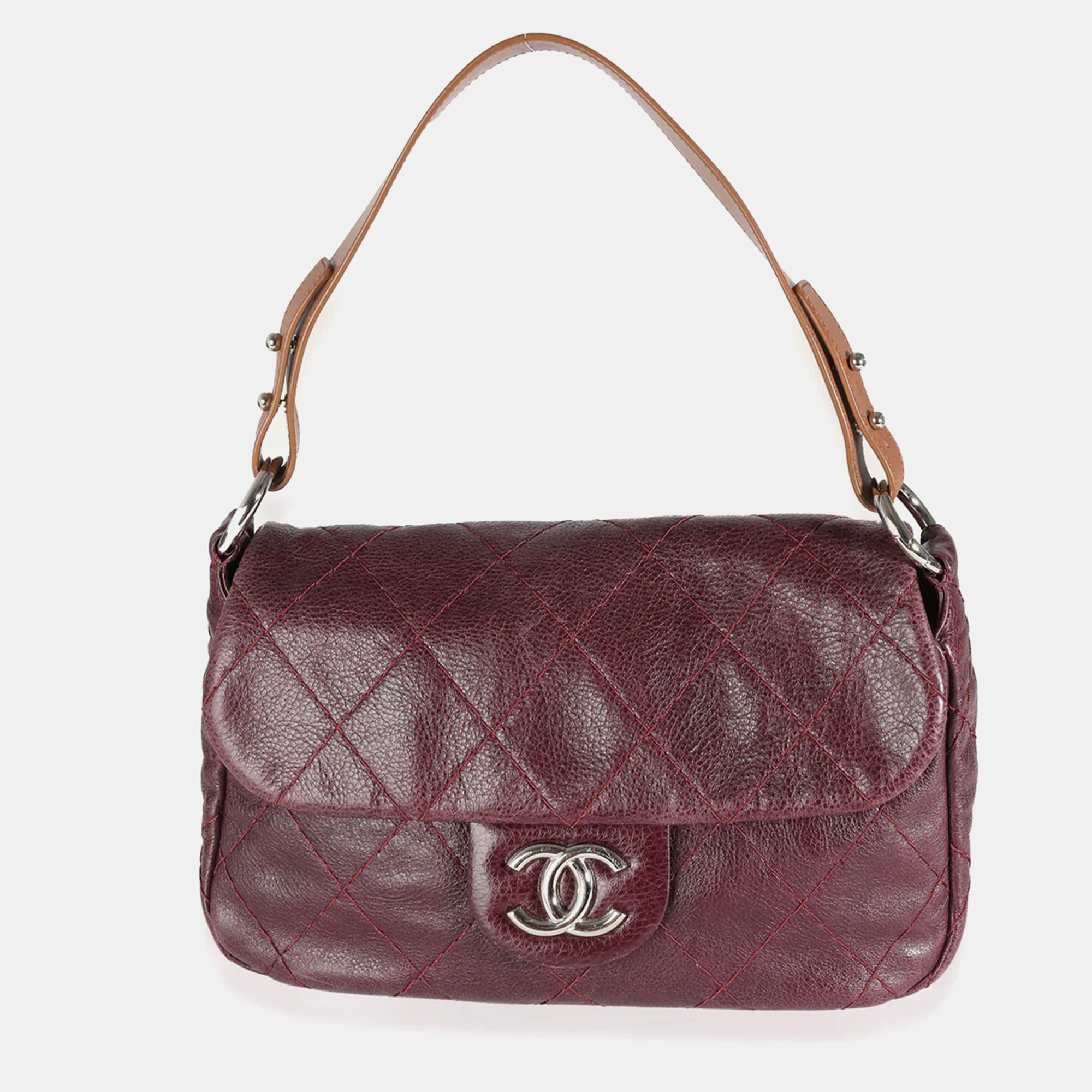 

Chanel Burgundy Glazed Quilted Calfskin On The Road Flap Bag