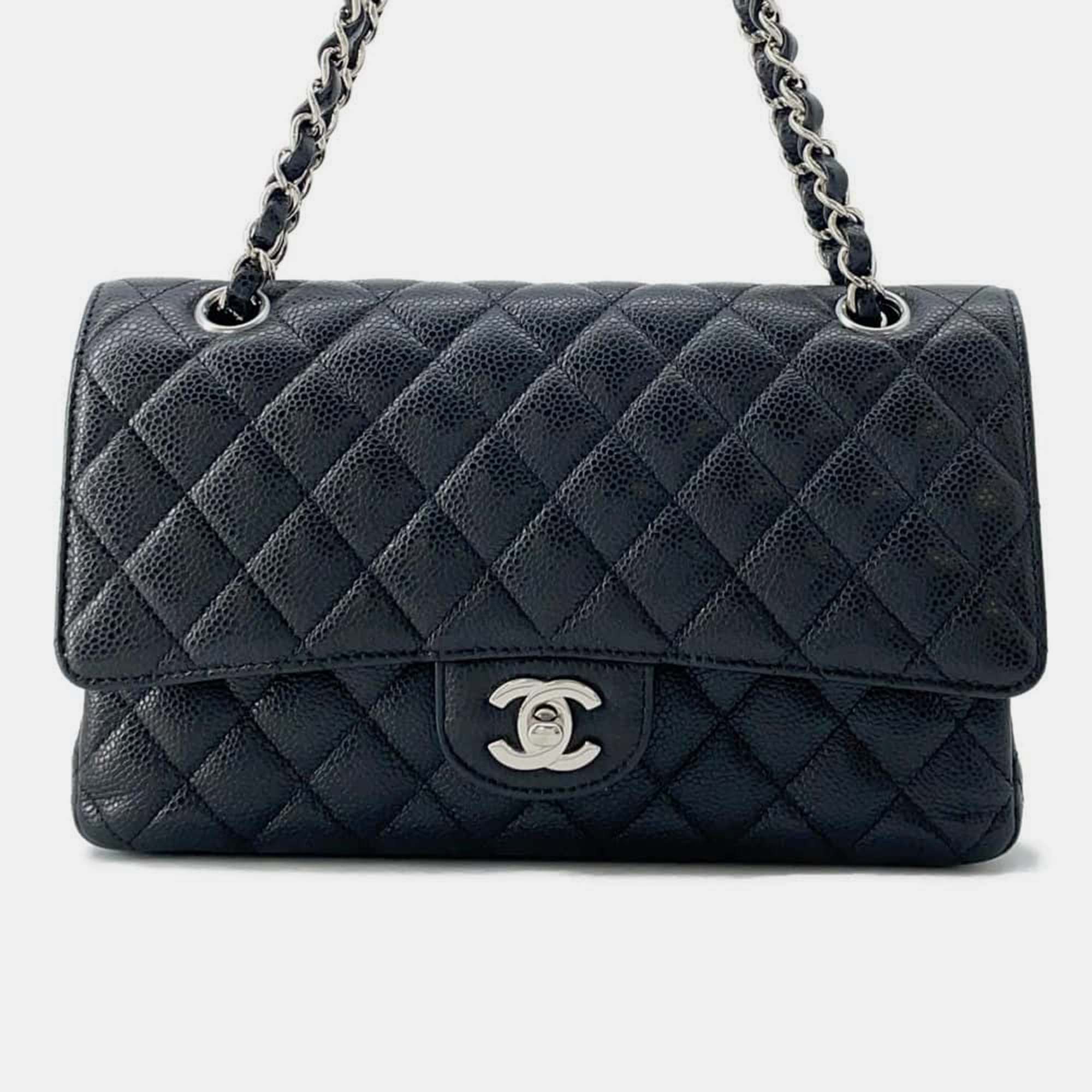 

Chanel Black Caviar Leather Medium Classic Double Flap Shoulder Bag